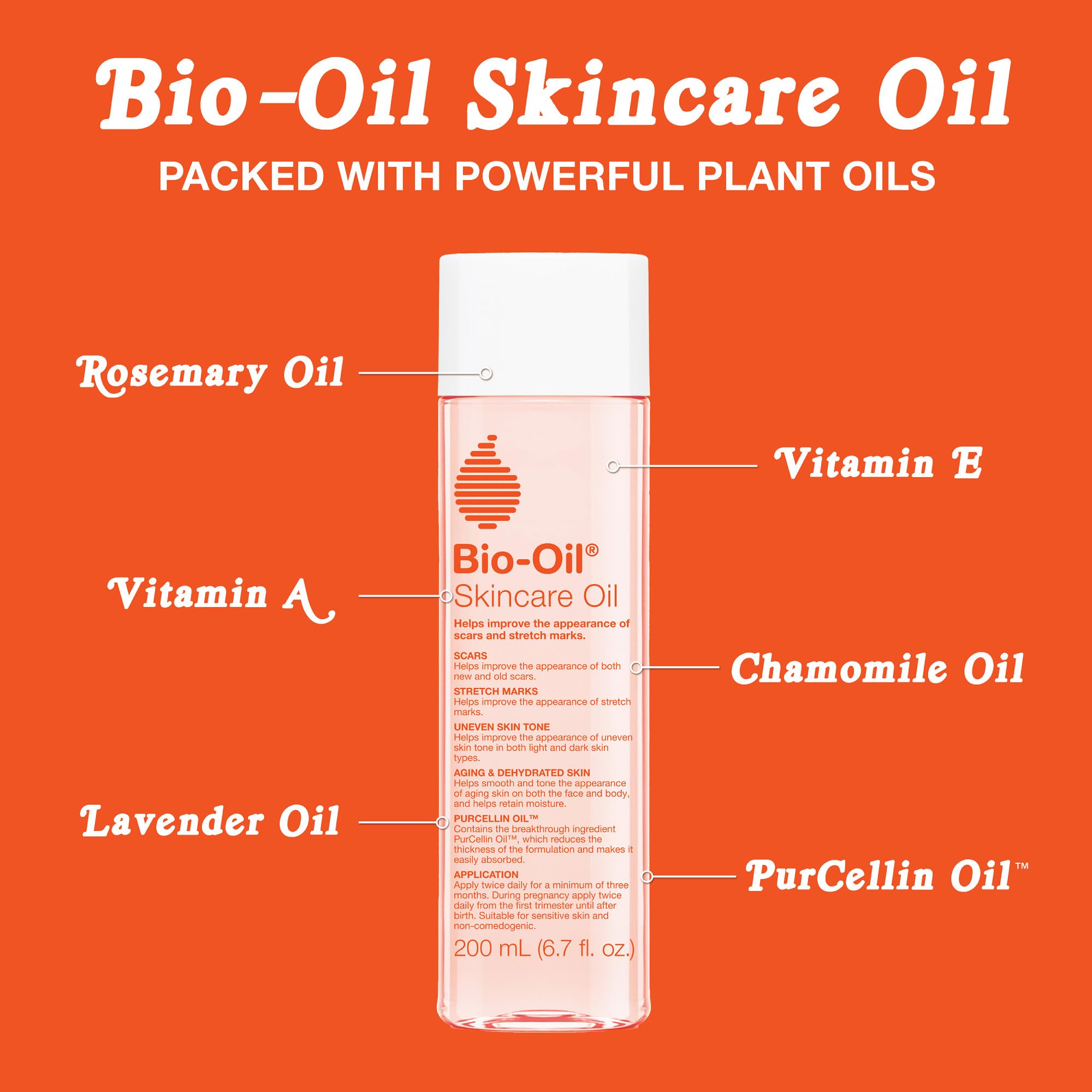 Bio-Oil Skincare Body Oil Serum, Scars & Stretch Marks, 2 fl oz | Dermatologist Recommended, Vitamin E & A, Dry & Sensitive Skin, Non-Comedogenic, Face and Body, Scar Treatment