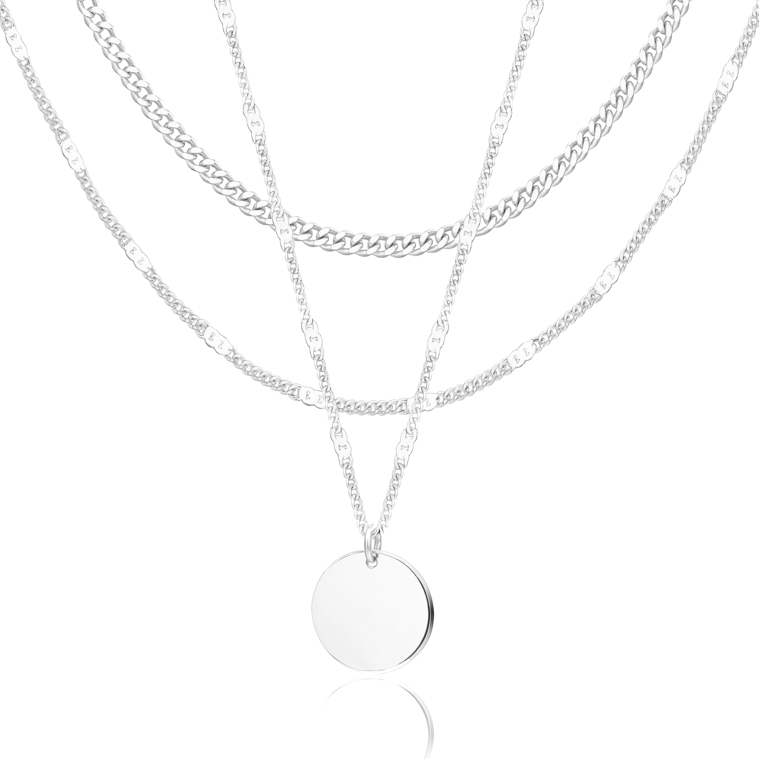 WomenGifts Layered Gold Necklaces for Women, 14K Gold Sterling Silver Plated Dainty Pendant Necklace Set Non Tarnish, Chunky Stackable Cuban Chain Choker, Trendy Birthstone Vacation Jewelry Gift