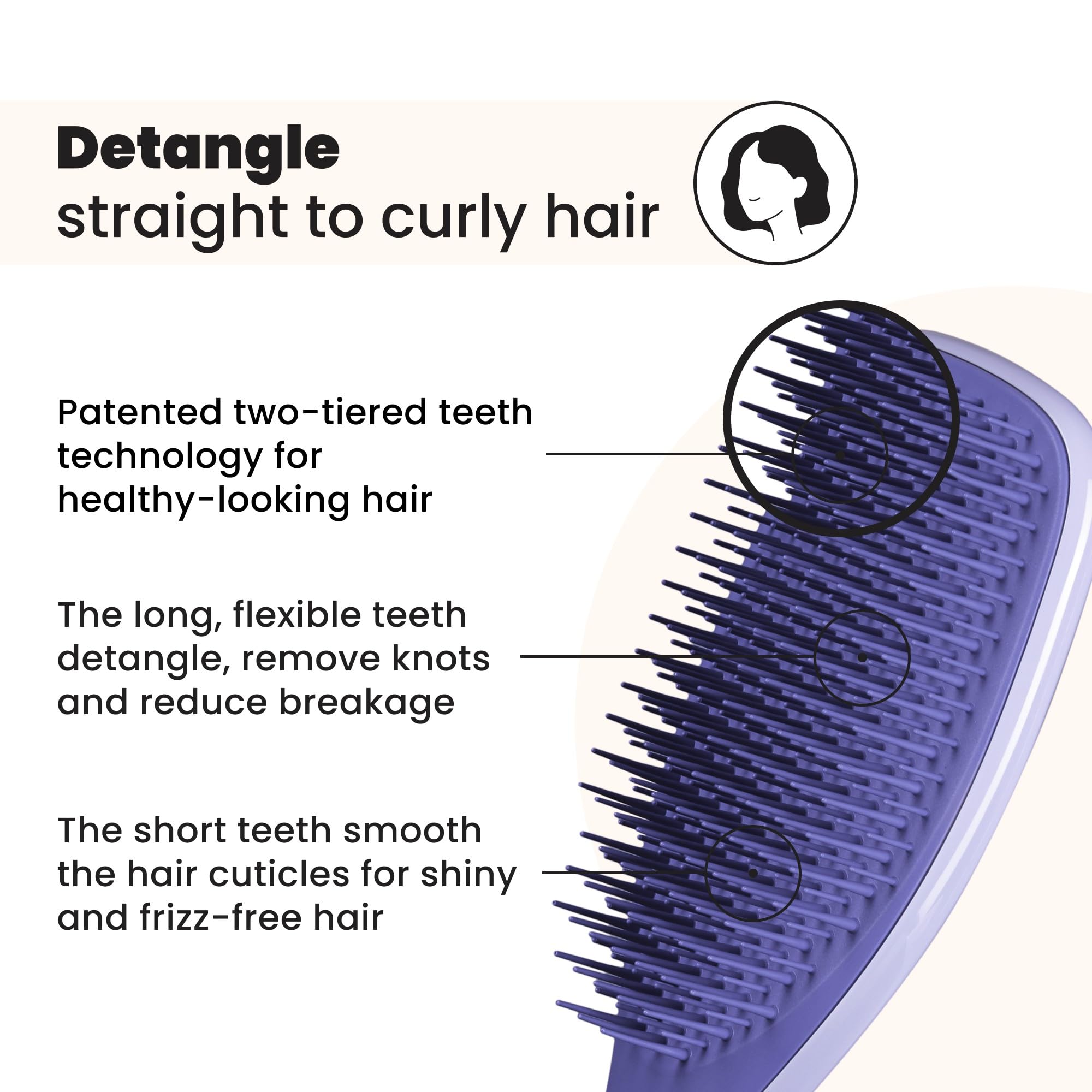 Tangle Teezer Ultimate Detangler Brush, Straight to Wavy, Apricot Blaze | Patented two-tier, regular-flex teeth reduce breakage & split ends on wet or dry hair; Shower-friendly hairbrush for all ages