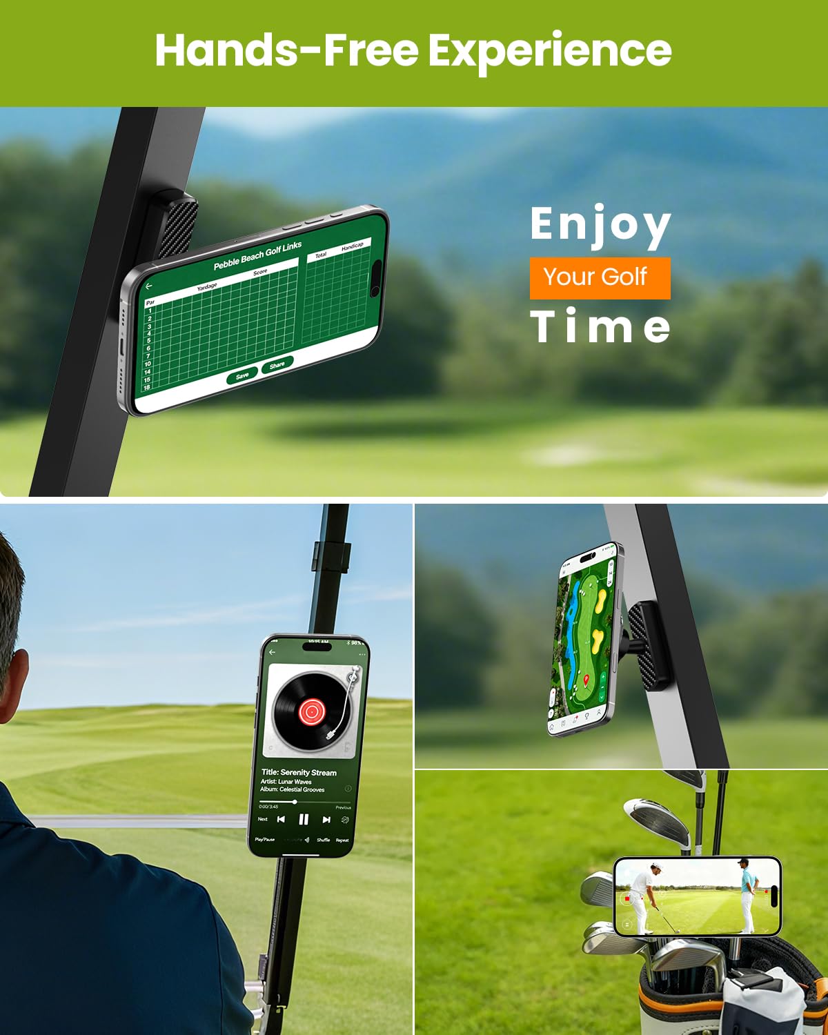 Magnetic Golf Cart Phone Holder, Golf Accessories for Men Golf Gifts Daddy | Premium Golf Cart Accessories For Men Dad Husband, Unique Magnet Phone Mount Holder, Golf Gift For Men, Car Accessory Father