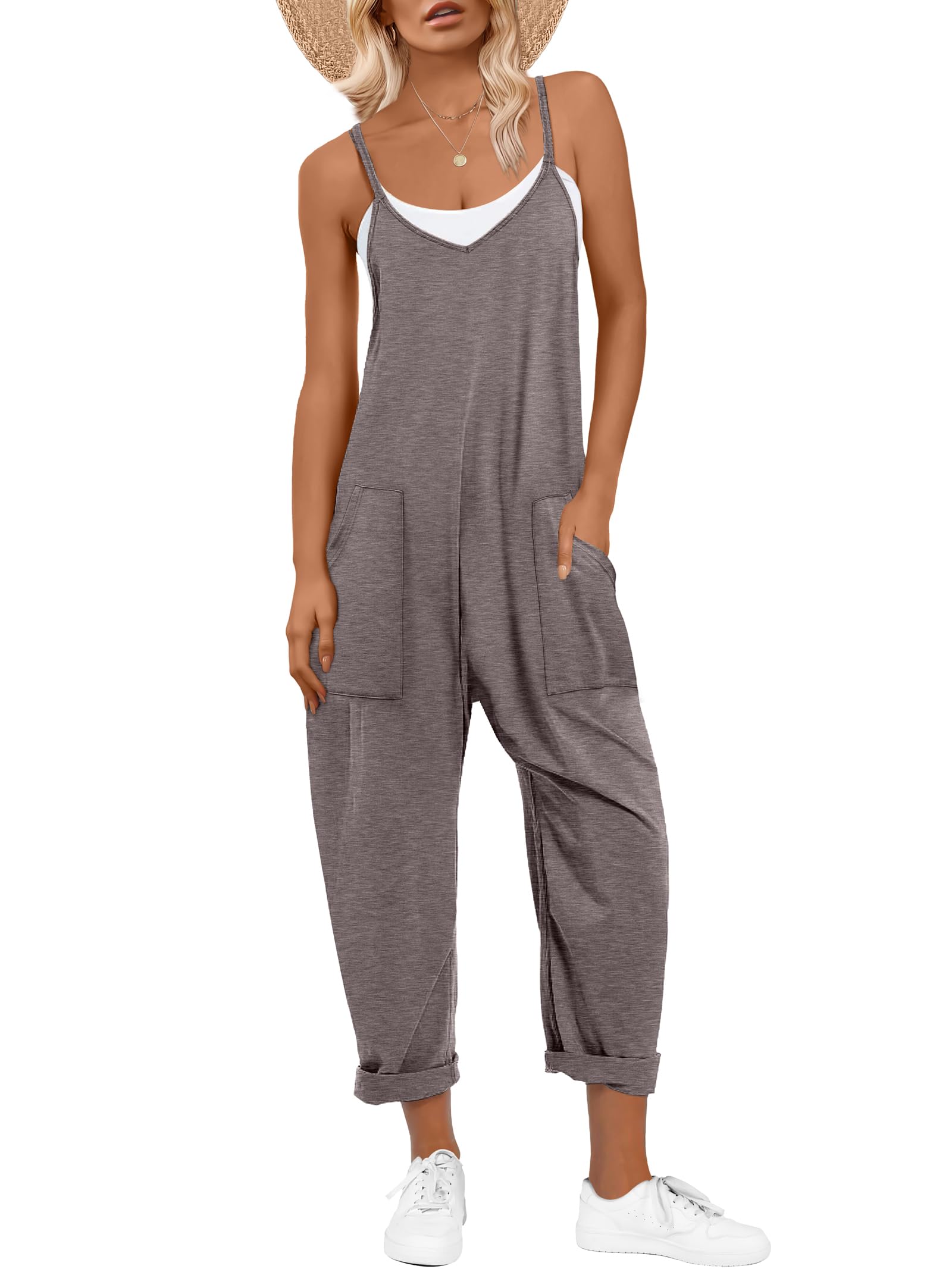 ANRABESS Jumpsuits for Women Casual Summer Overalls Sleeveless Spaghetti Strap Romper Jumpers Trendy Beach Vacation Outfits