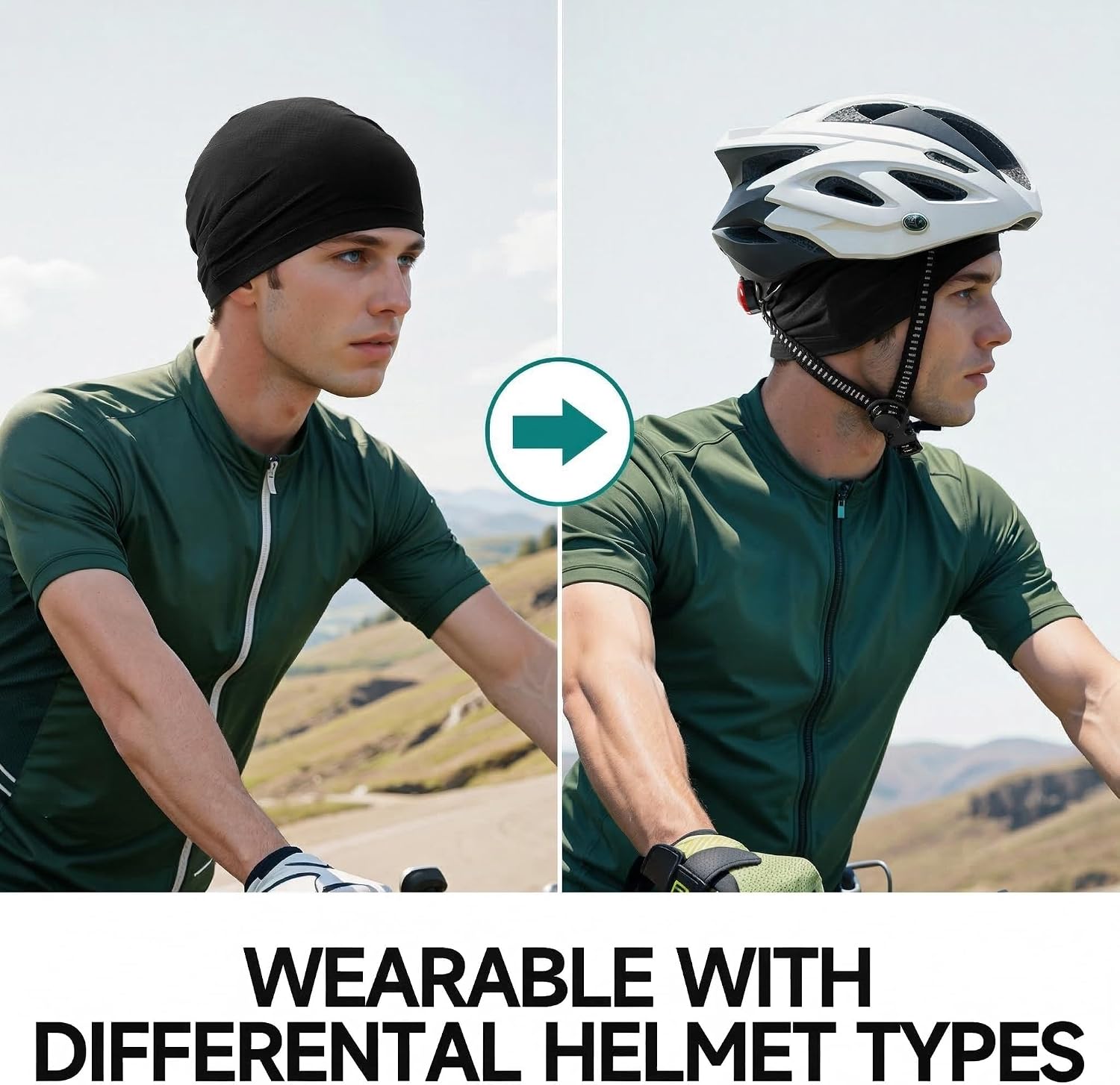 Cooling Skull Cap Sweat Wicking Breathable for Men Women 3 Pack | Lightweight Quick Dry Beanie & Helmet Liner, Stretch Non-Slip Fit Under Hard Hat, Construction Gym Cycling Running Workout