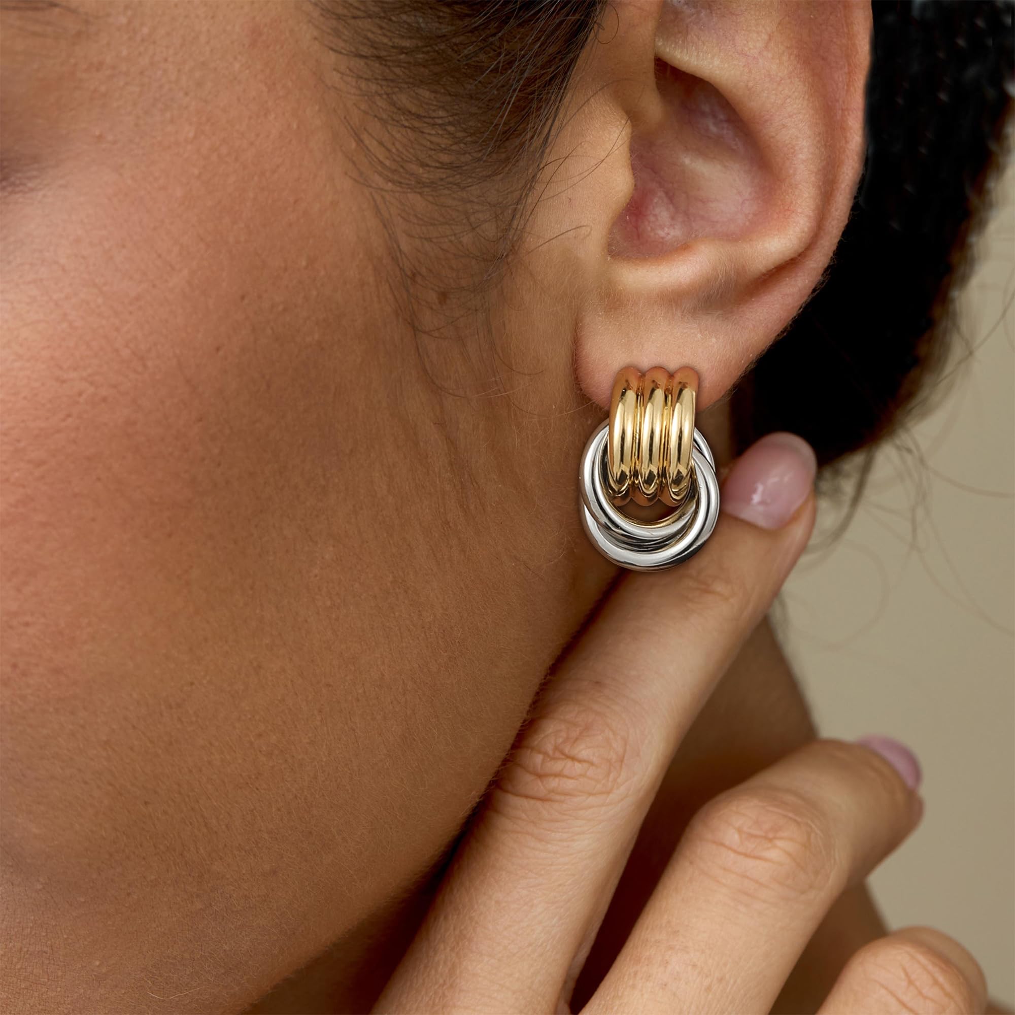 SHERLOVE Chunky Knot Gold Earrings Women Statement Drop Dangle Earrings | 14K Gold Plated Hypoallergenic Lightweight,Trendy Dainty Elegant Cute,Women Gold Jewelry Fashion Accessories Gifts
