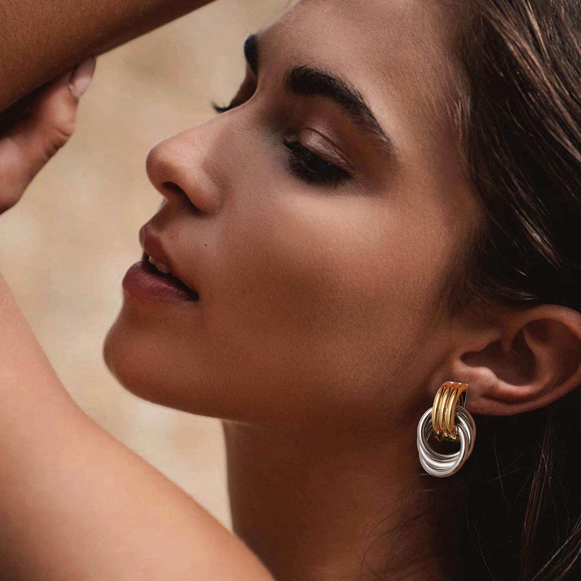 SHERLOVE Chunky Knot Gold Earrings Women Statement Drop Dangle Earrings | 14K Gold Plated Hypoallergenic Lightweight,Trendy Dainty Elegant Cute,Women Gold Jewelry Fashion Accessories Gifts