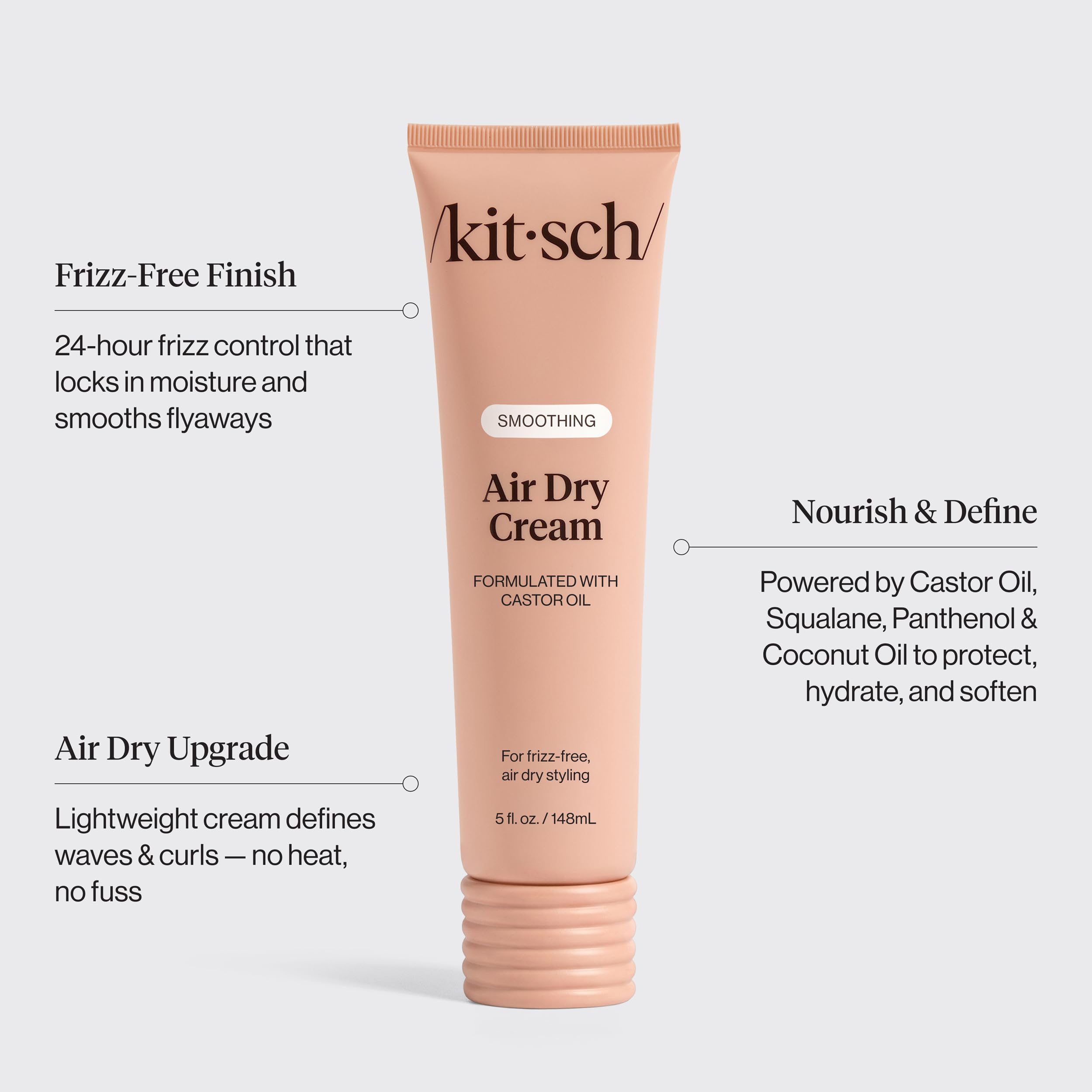 Kitsch Smoothing Air Dry Cream – With Castor Oil & Coconut Oil - 5.3 oz | Frizz Control Hair Care Product – Lightweight Hair Styling Products – Enhances Natural Hair Texture Appearance
