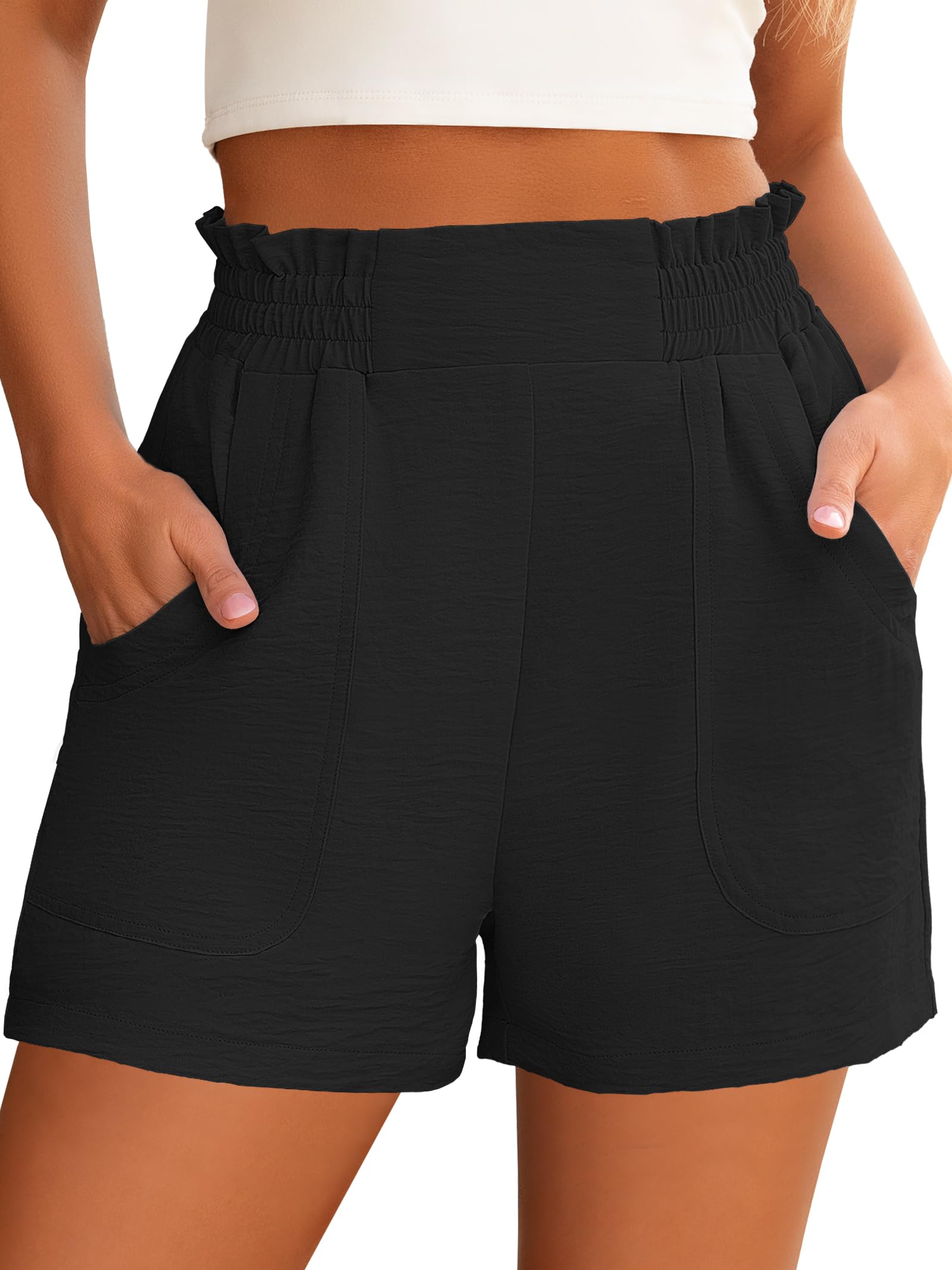 ANRABESS Shorts for Women Summer Casual Elastic High Waisted Wide Leg Cute Dressy 2026 Vacation Beach Clothes