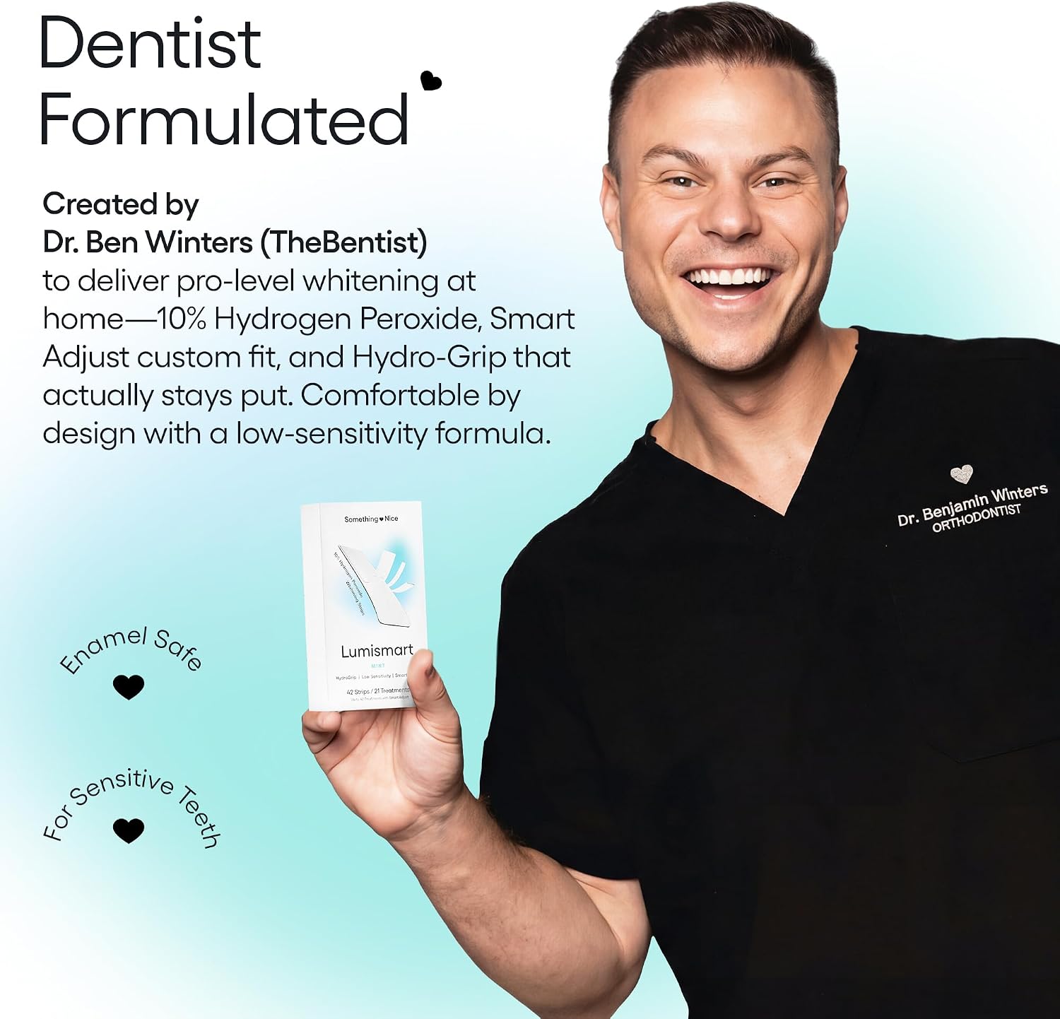 Something Nice Lumismart Whitening Strips - Dentist-Designed, Enamel Safe, up to 42 Treatments with Smart Adjust - Teeth Whitening Strips in Watermelon for Sensitive Teeth