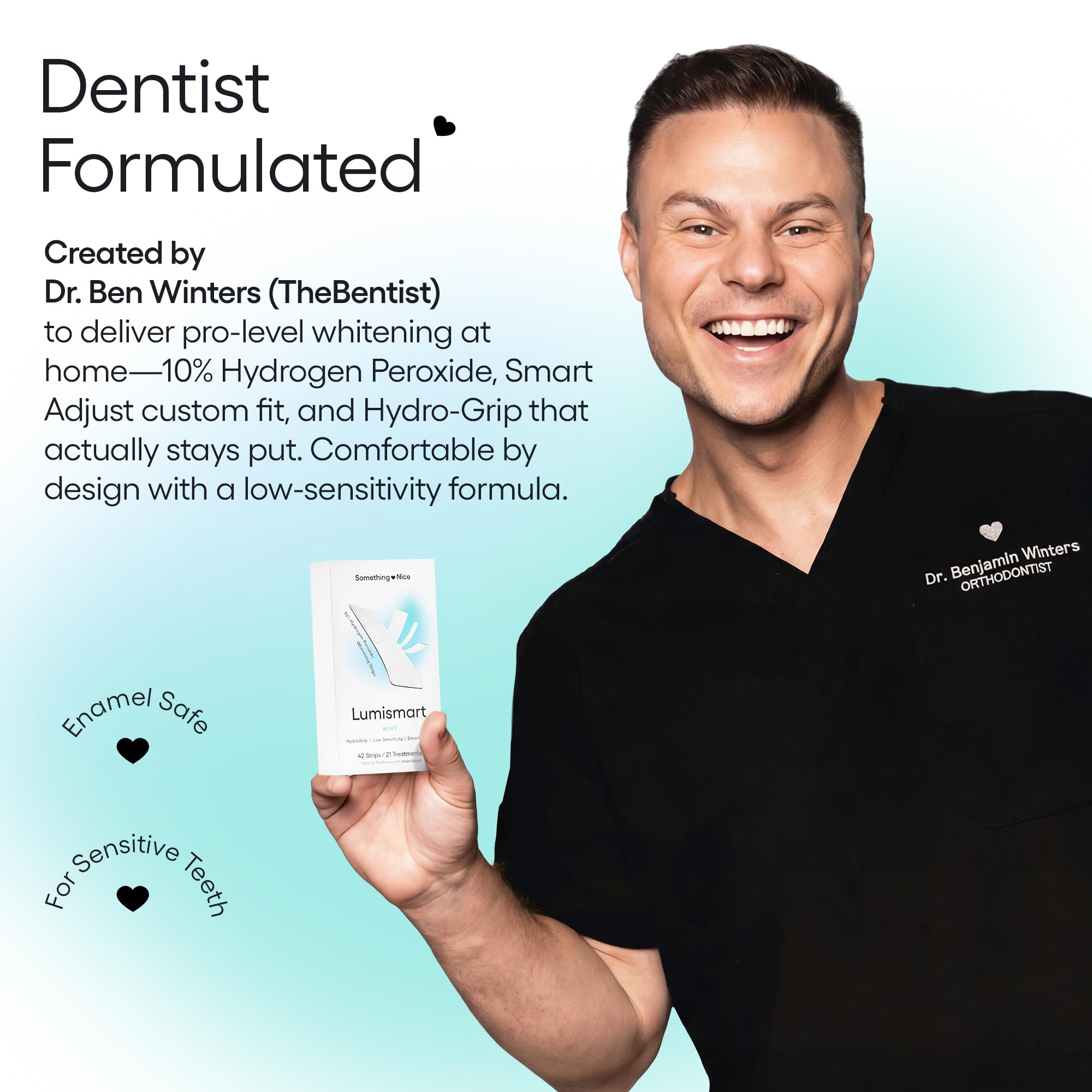 Something Nice Lumismart Whitening Strips - Dentist-Designed, Enamel Safe, up to 42 Treatments with Smart Adjust - Teeth Whitening Strips in Watermelon for Sensitive Teeth