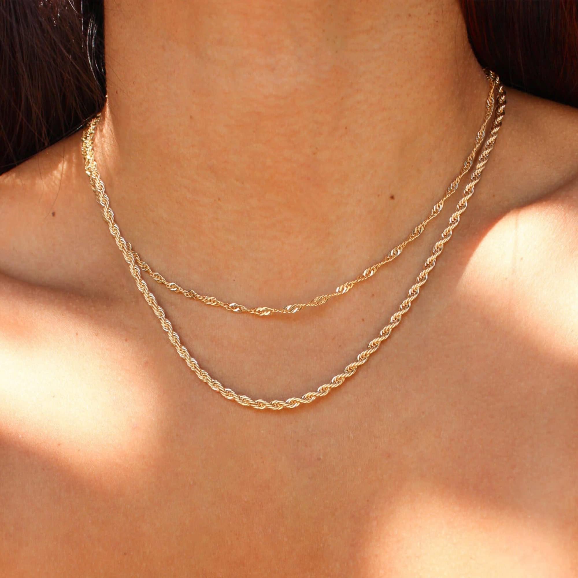 CHESKY 14K Gold Plated Layered Chain Necklace for Women | Trendy Cuban Link Chain, Chunky Paperclip Chain, Toggle Clasp Necklace, Fashion Gold Jewelry, Daily Gift for Women