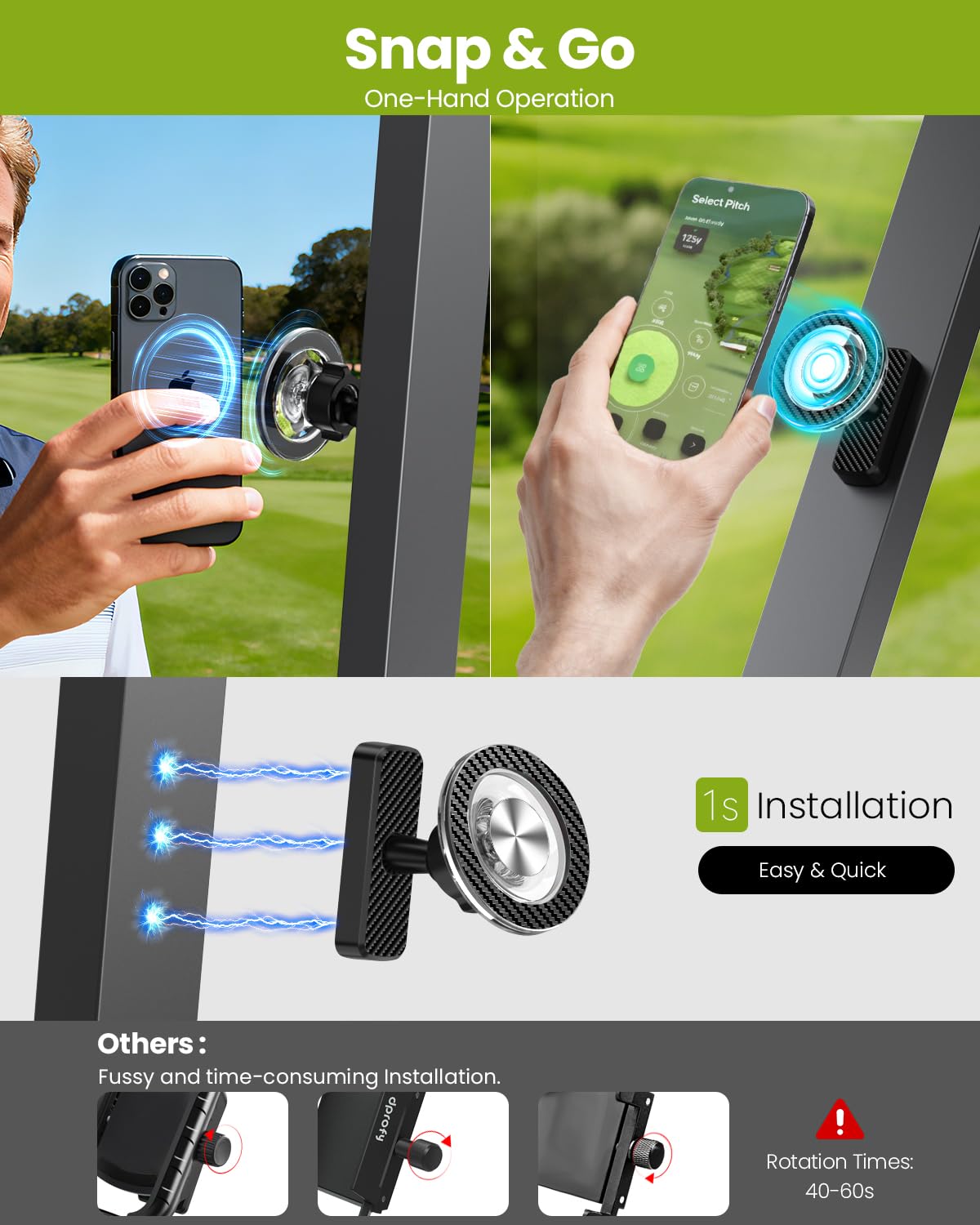 Magnetic Golf Cart Phone Holder, Golf Accessories for Men Golf Gifts Daddy | Premium Golf Cart Accessories For Men Dad Husband, Unique Magnet Phone Mount Holder, Golf Gift For Men, Car Accessory Father