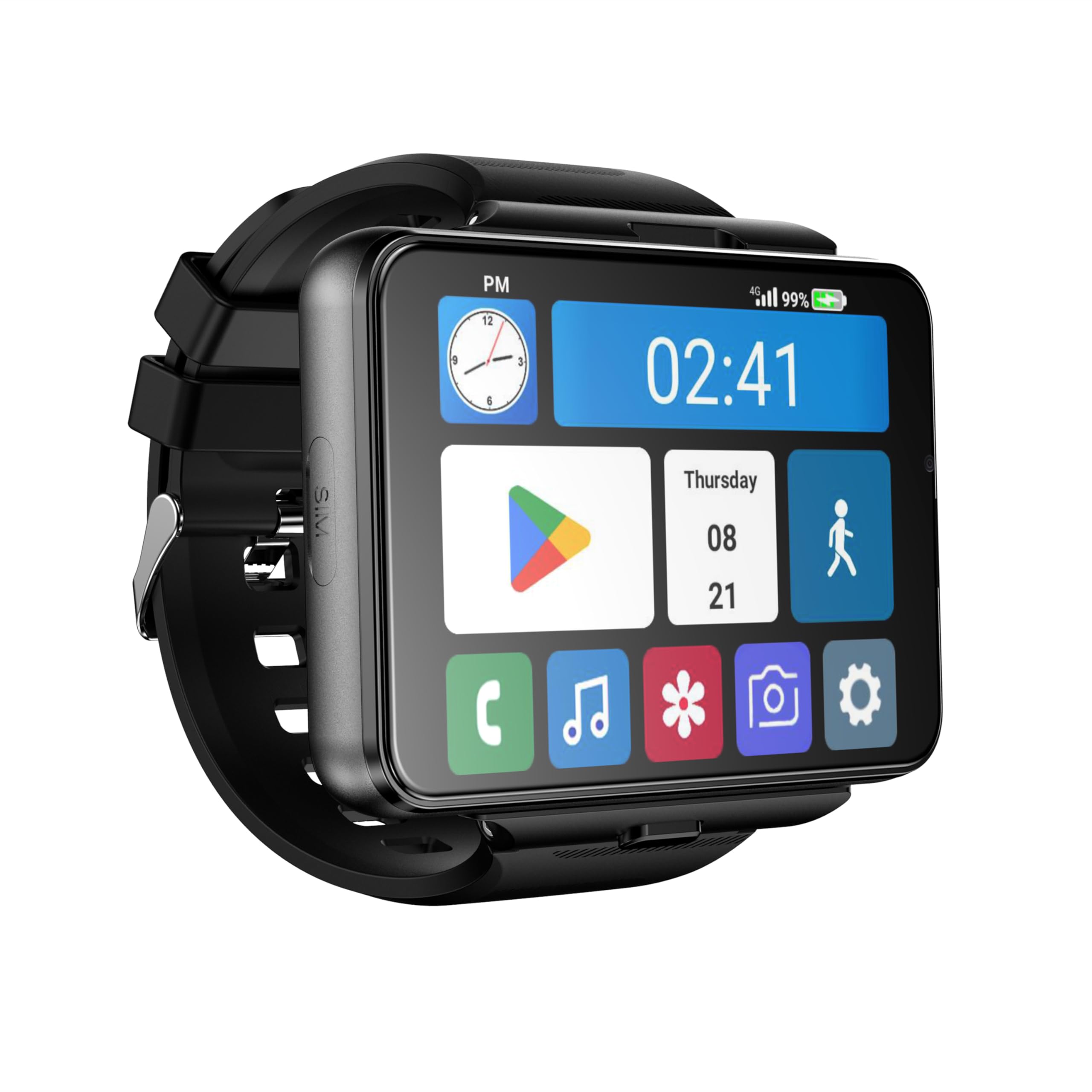 Smart Watch for Men, 4G Smartwatch 2.88 Inch Touch Screen Android 11 OS 6GB+128GB Activity Tracker with Face Unlock Dual Cameras WiFi GPS Detachable Band (Black, 6GB+128G)