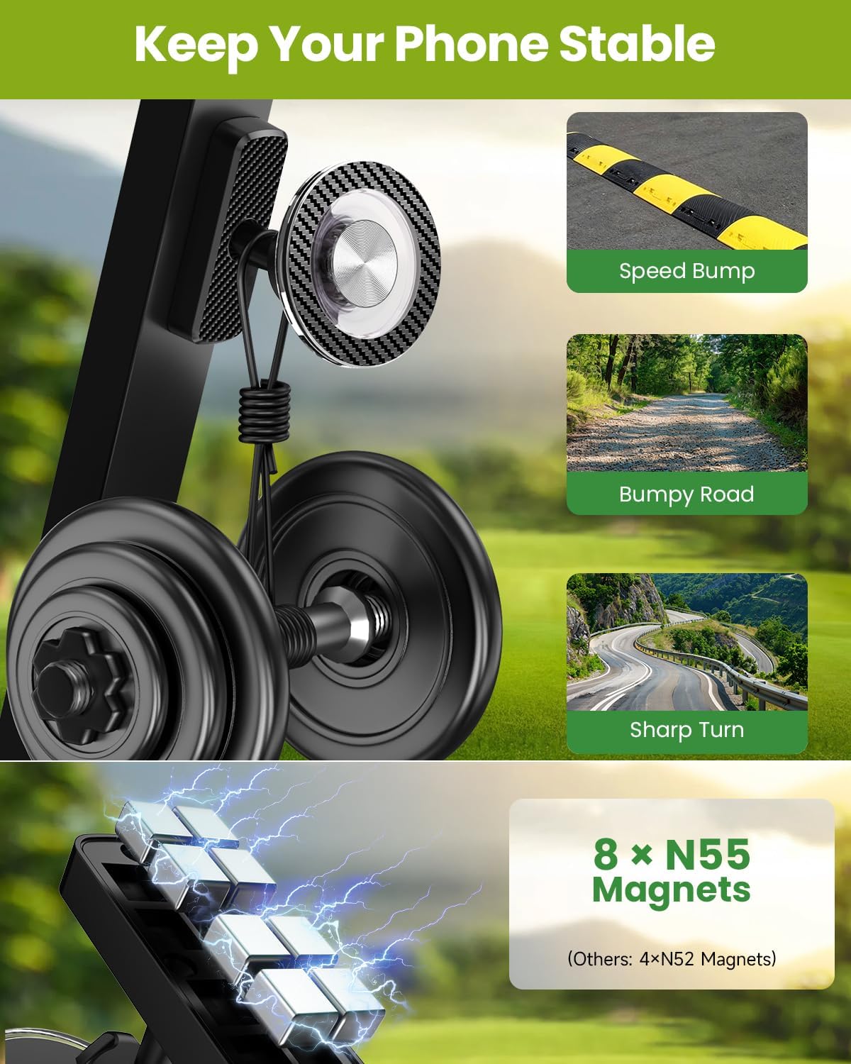 Magnetic Golf Cart Phone Holder, Golf Accessories for Men Golf Gifts Daddy | Premium Golf Cart Accessories For Men Dad Husband, Unique Magnet Phone Mount Holder, Golf Gift For Men, Car Accessory Father