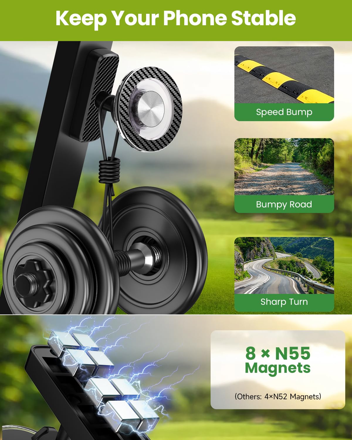 Magnetic Golf Cart Phone Holder, Golf Accessories for Men Golf Gifts Daddy | Premium Golf Cart Accessories For Men Dad Husband, Unique Magnet Phone Mount Holder, Golf Gift For Men, Car Accessory Father