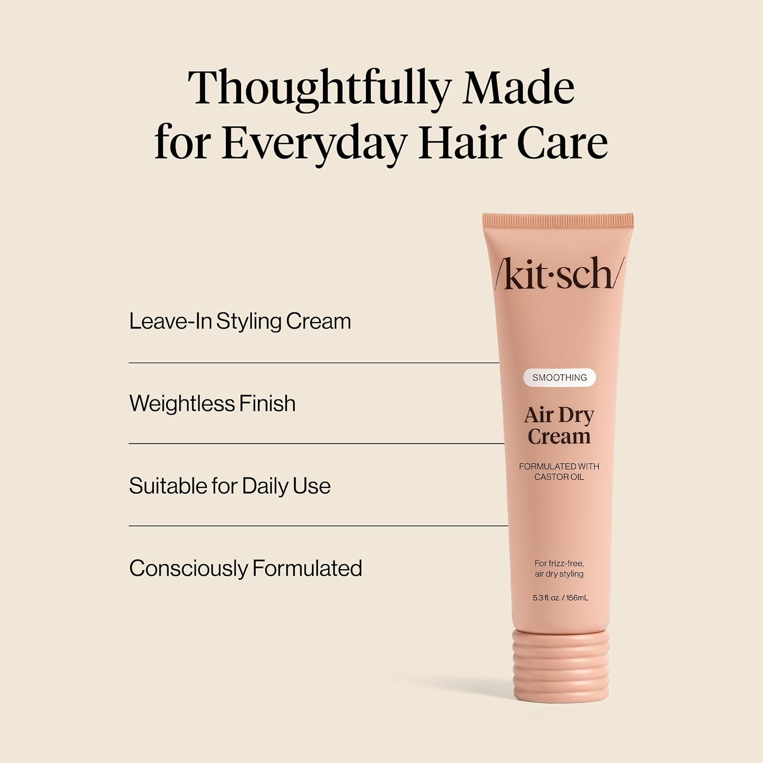Kitsch Smoothing Air Dry Cream – With Castor Oil & Coconut Oil - 5.3 oz | Frizz Control Hair Care Product – Lightweight Hair Styling Products – Enhances Natural Hair Texture Appearance