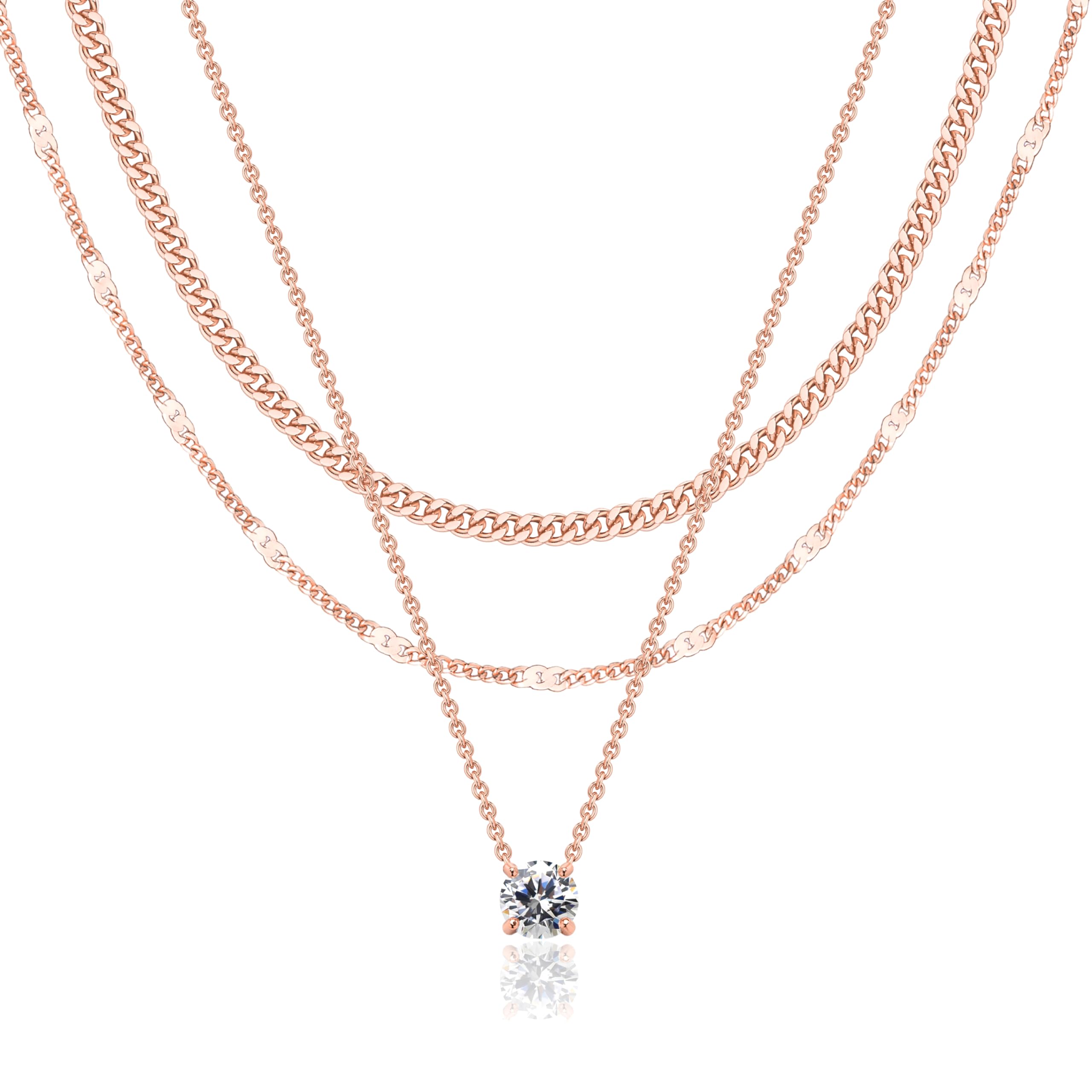 WomenGifts Layered Gold Necklaces for Women, 14K Gold Sterling Silver Plated Dainty Pendant Necklace Set Non Tarnish, Chunky Stackable Cuban Chain Choker, Trendy Birthstone Vacation Jewelry Gift