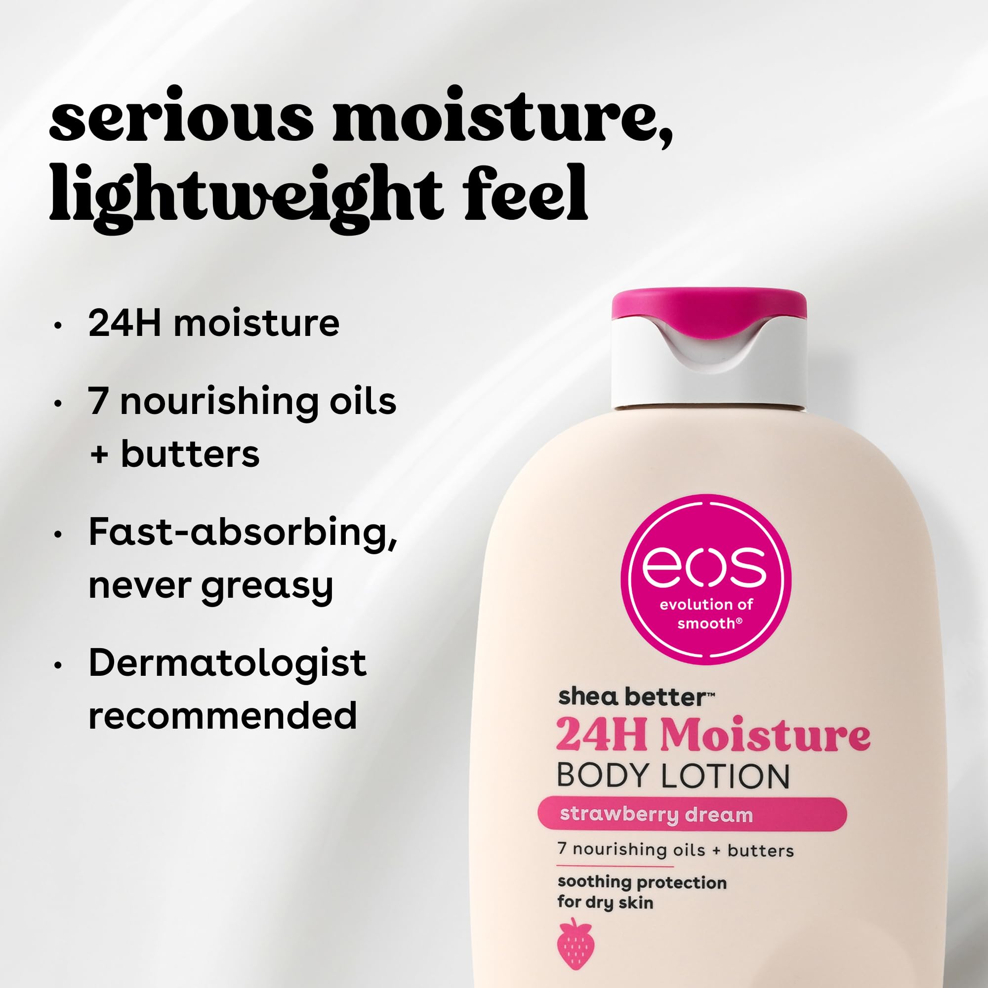 eos Shea Better Body Lotion Vanilla Cashmere, 24-Hour Moisture Skin Care, Lightweight & Non-Greasy, Natural Shea, Vegan, Vanilla Body Lotion, 16 fl oz