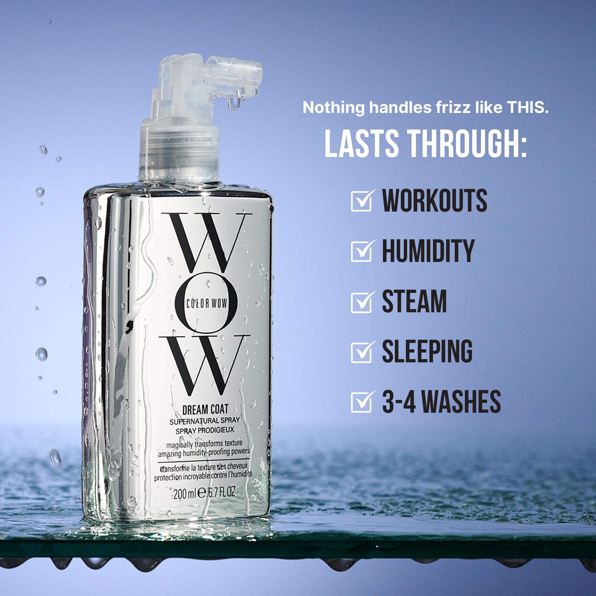 COLOR WOW Dream Coat – Anti-Humidity Frizz Control Spray for Glass Hair | Anti-frizz treatment and humidity-proofing spray delivers glassy-smooth, frizz-free hair. Heat activated, lasts 3-4 shampoos.