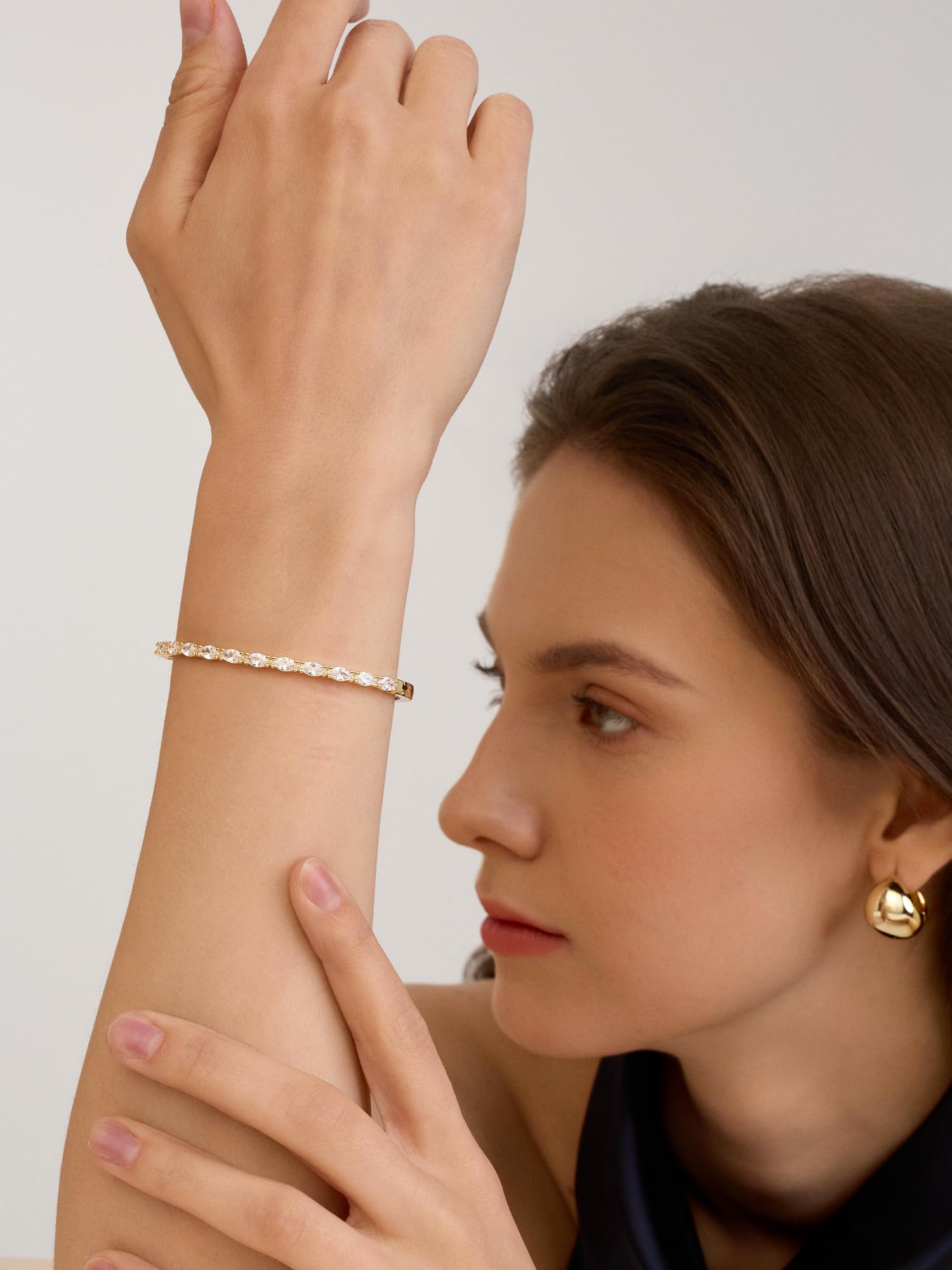 Gold Bracelets For Women, 14k Gold Filled Bangle Bracelets | Chunky Hinged Bangle Bracelets,Bangle Bracelets Non Tarnish, Jewelry For Women-Wavy Evil Eye Round Recetangle Marquise Cut
