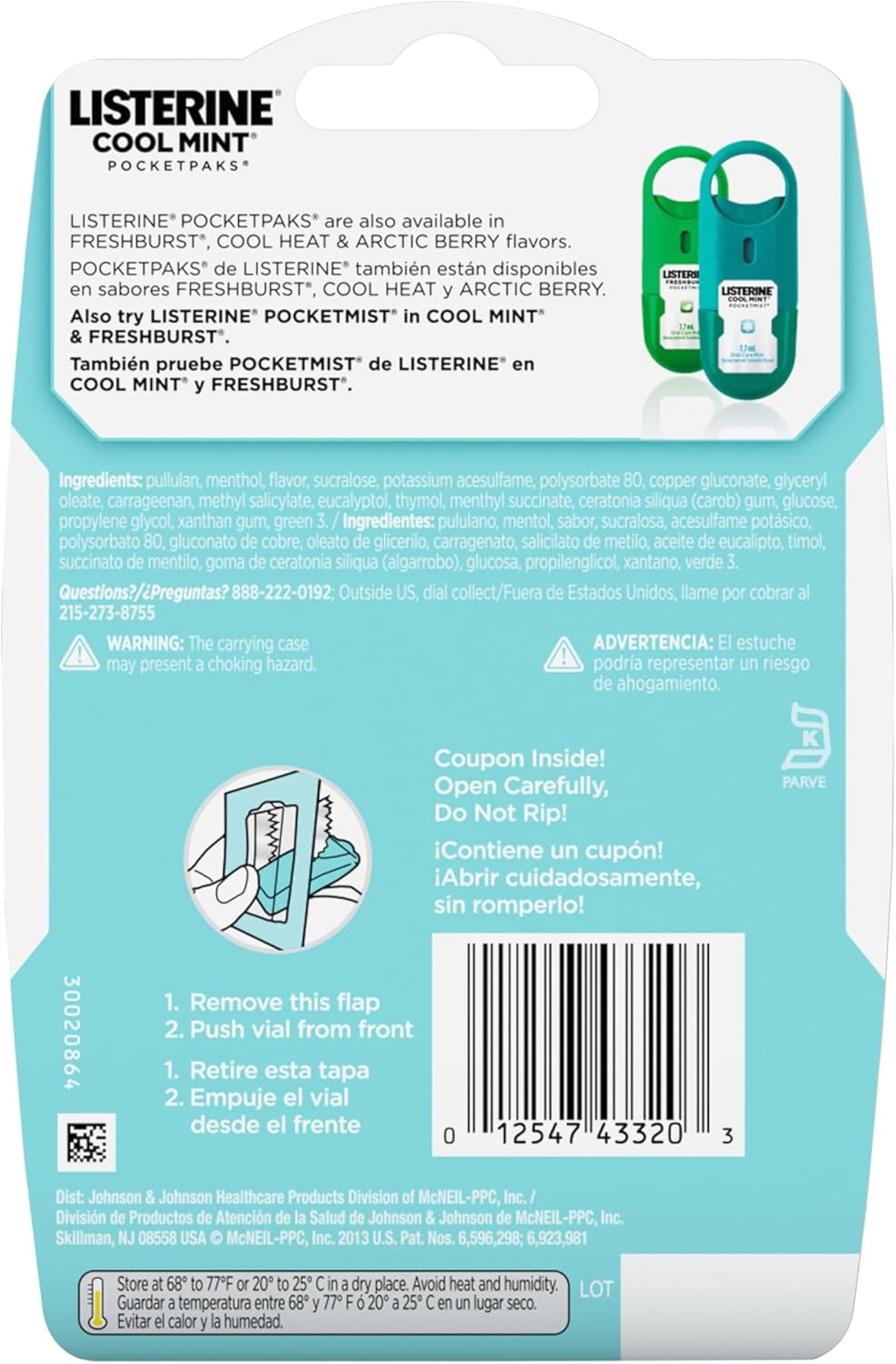 Listerine PocketPaks Breath Strips, Cool Mint, 24-Strip Pack, 3 Pack | Breath Freshener, Dissolves Instantly, Kills 99% of Bad Breath Germs, Travel Essentials