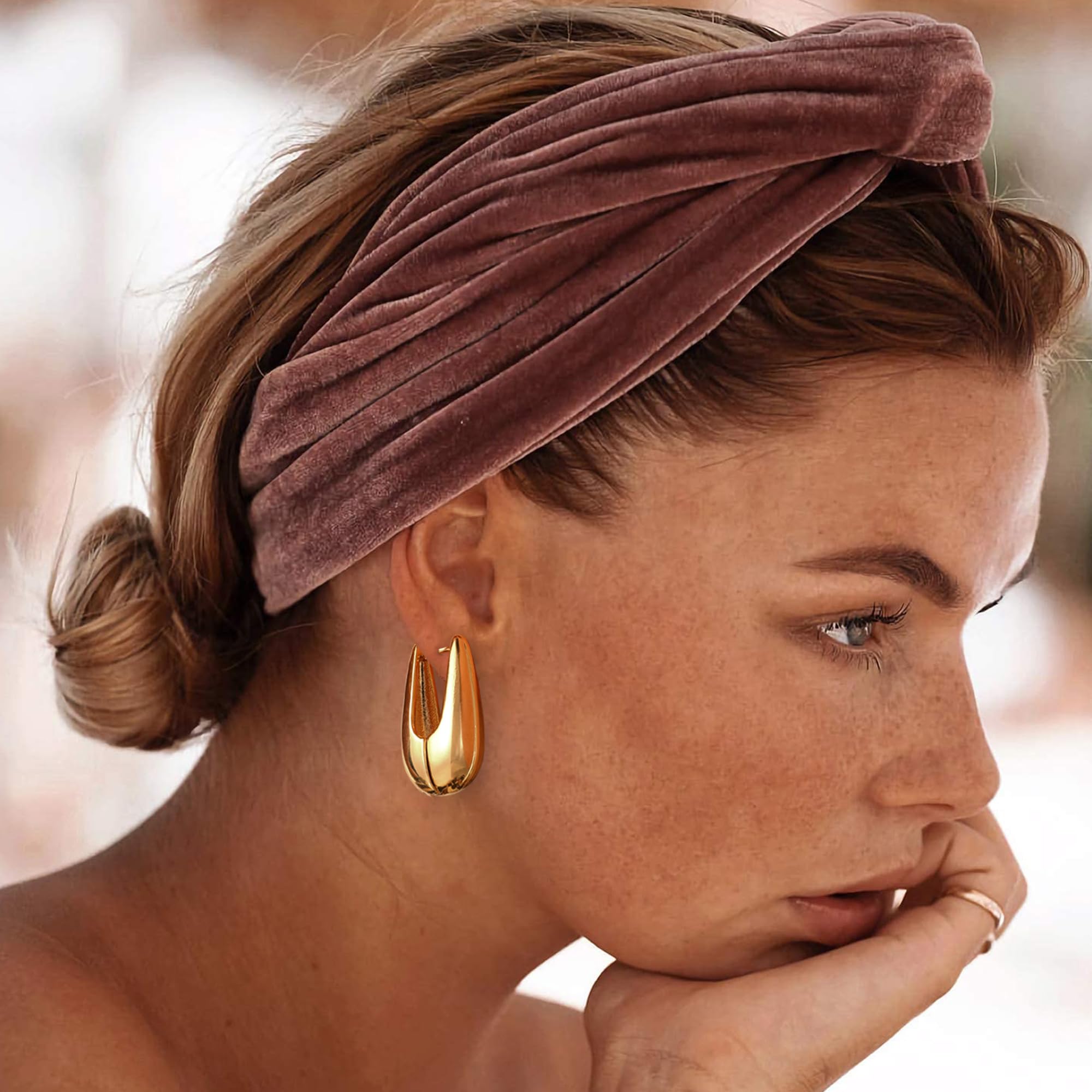 SHERLOVE Chunky Knot Gold Earrings Women Statement Drop Dangle Earrings | 14K Gold Plated Hypoallergenic Lightweight,Trendy Dainty Elegant Cute,Women Gold Jewelry Fashion Accessories Gifts