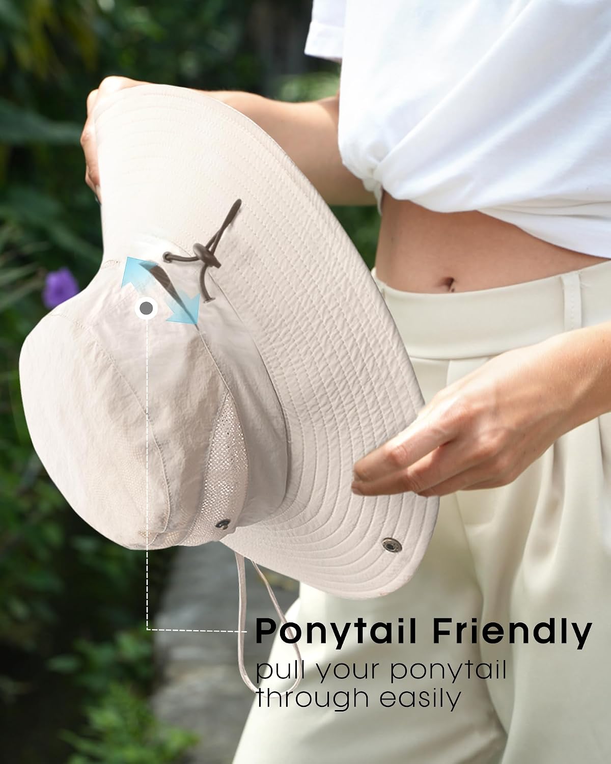 FURTALK Womens Sun Hat with Ponytail Hole Beach Hiking Summer Wide Brim UPF 50+ Outdoor Protection Foldable Bucket Hat