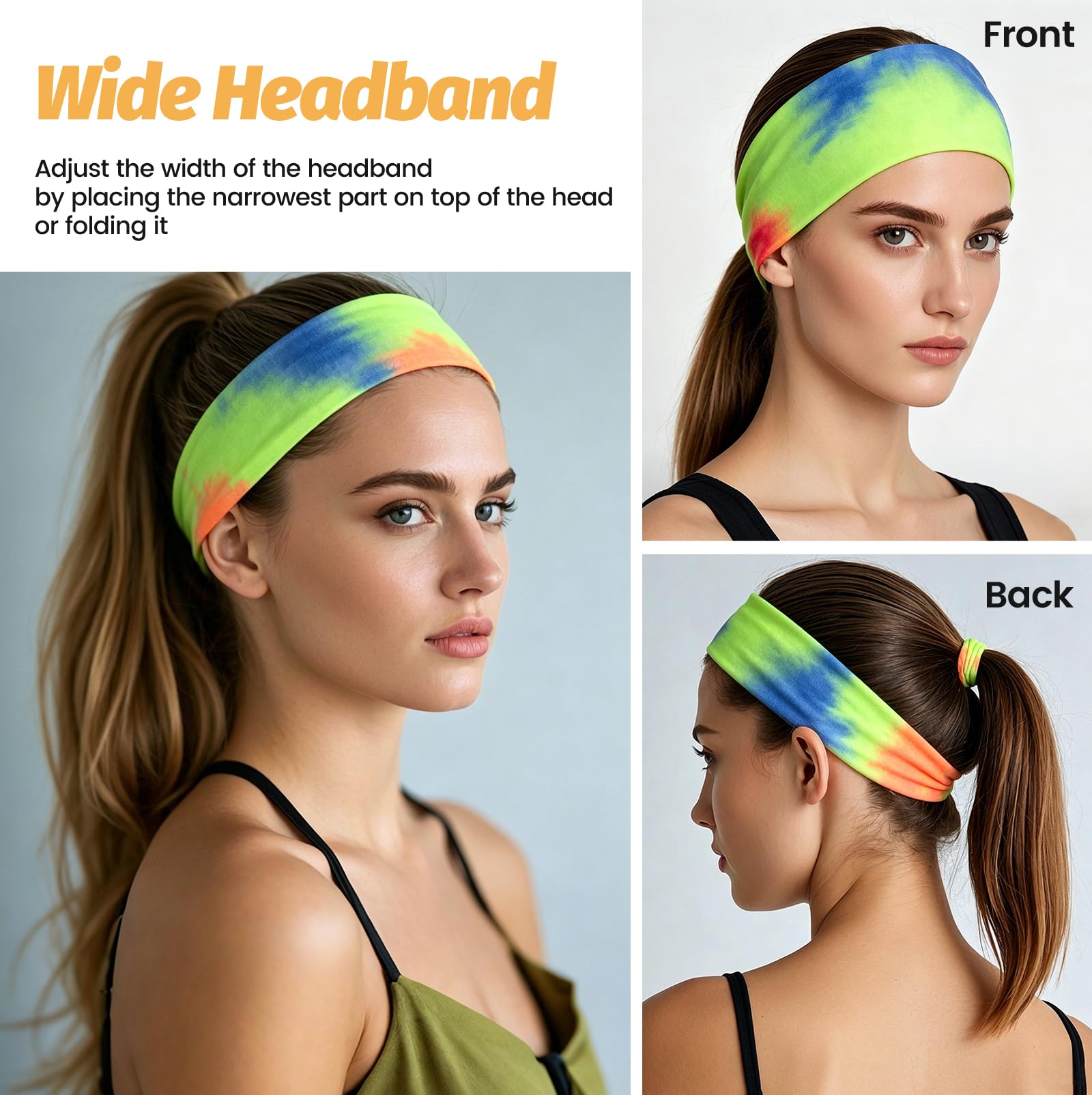 Headbands for Women - 6 Pack Wide Elastic Hair Bands | Stretchy Sweatbands Hair Bands | Soft Sports Thin Head Bands | Non-Slip Accessories Bands for Fashion, Washing Face, Workouts, Yoga, Daily Use