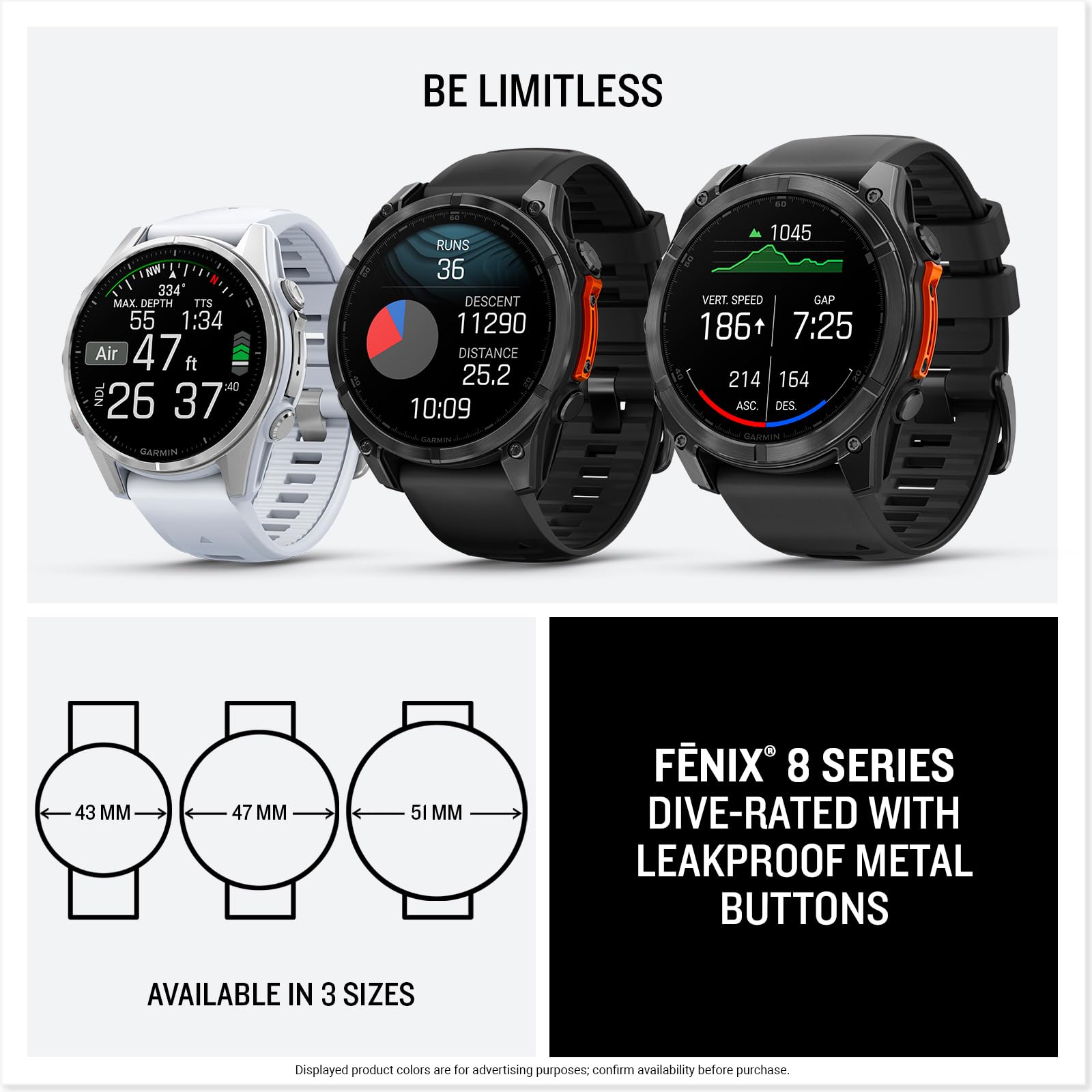 Garmin fēnix® 8, 47mm, Black | Premium Multisport Smartwatch, AMOLED Display, GPS, Built-In Flashlight, Dive-Rated, Built-In Speakers & Mic