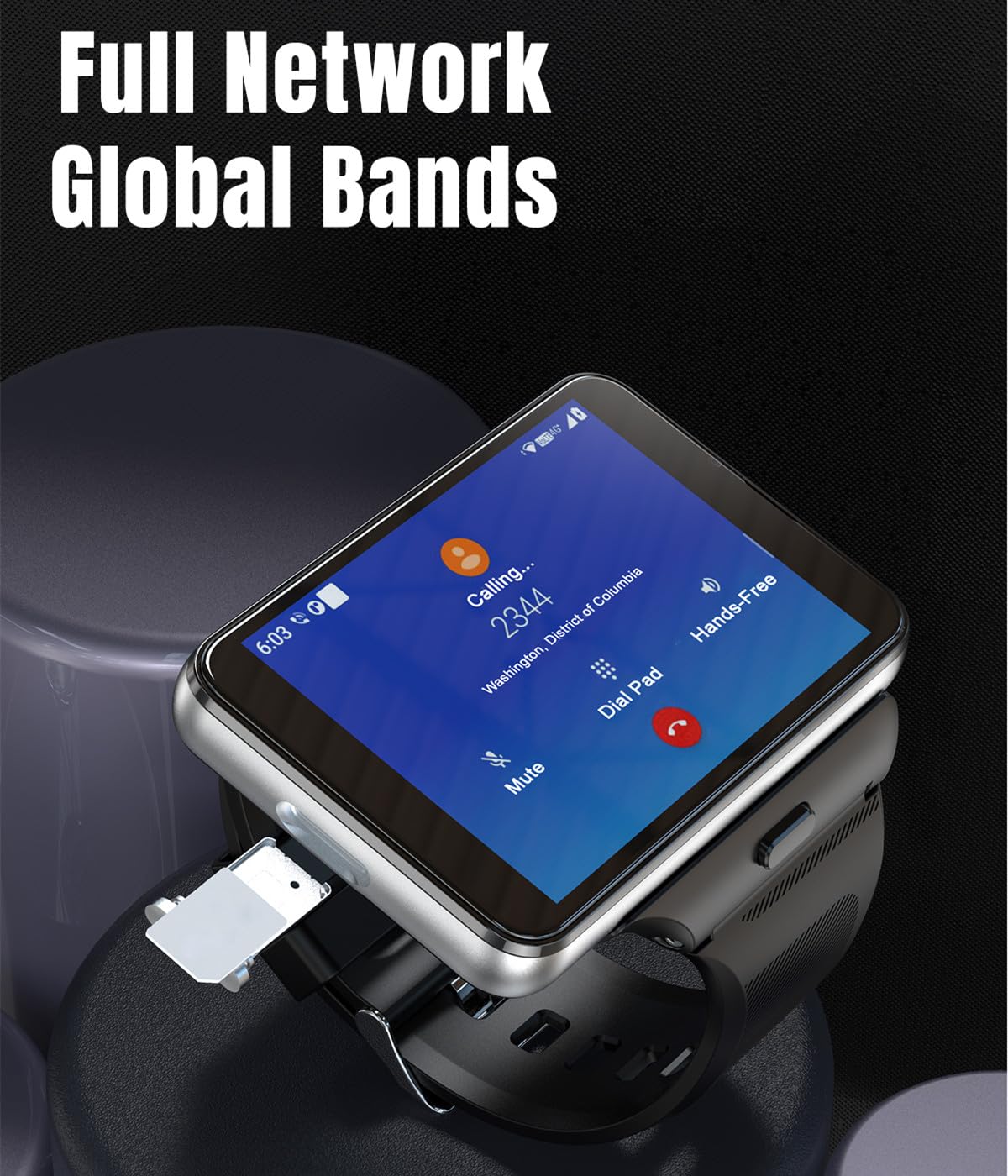 Smart Watch for Men, 4G Smartwatch 2.88 Inch Touch Screen Android 11 OS 6GB+128GB Activity Tracker with Face Unlock Dual Cameras WiFi GPS Detachable Band (Black, 6GB+128G)