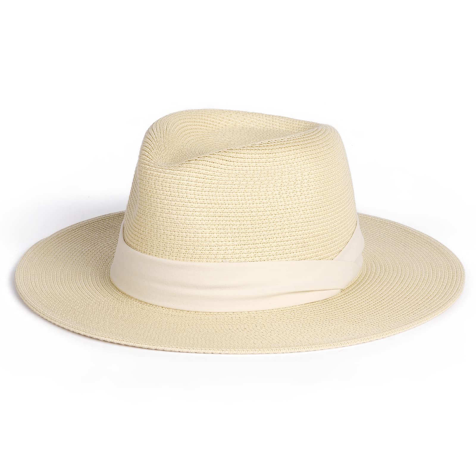FURTALK Womens Mens Wide Brim Straw Panama Hat Fedora Summer Beach Sun Hat | Breathable Paper Straw, Classic Ribbon Trim, UPF Protection, Adjustable Band Inside, Chin Strap for Gusty Winds