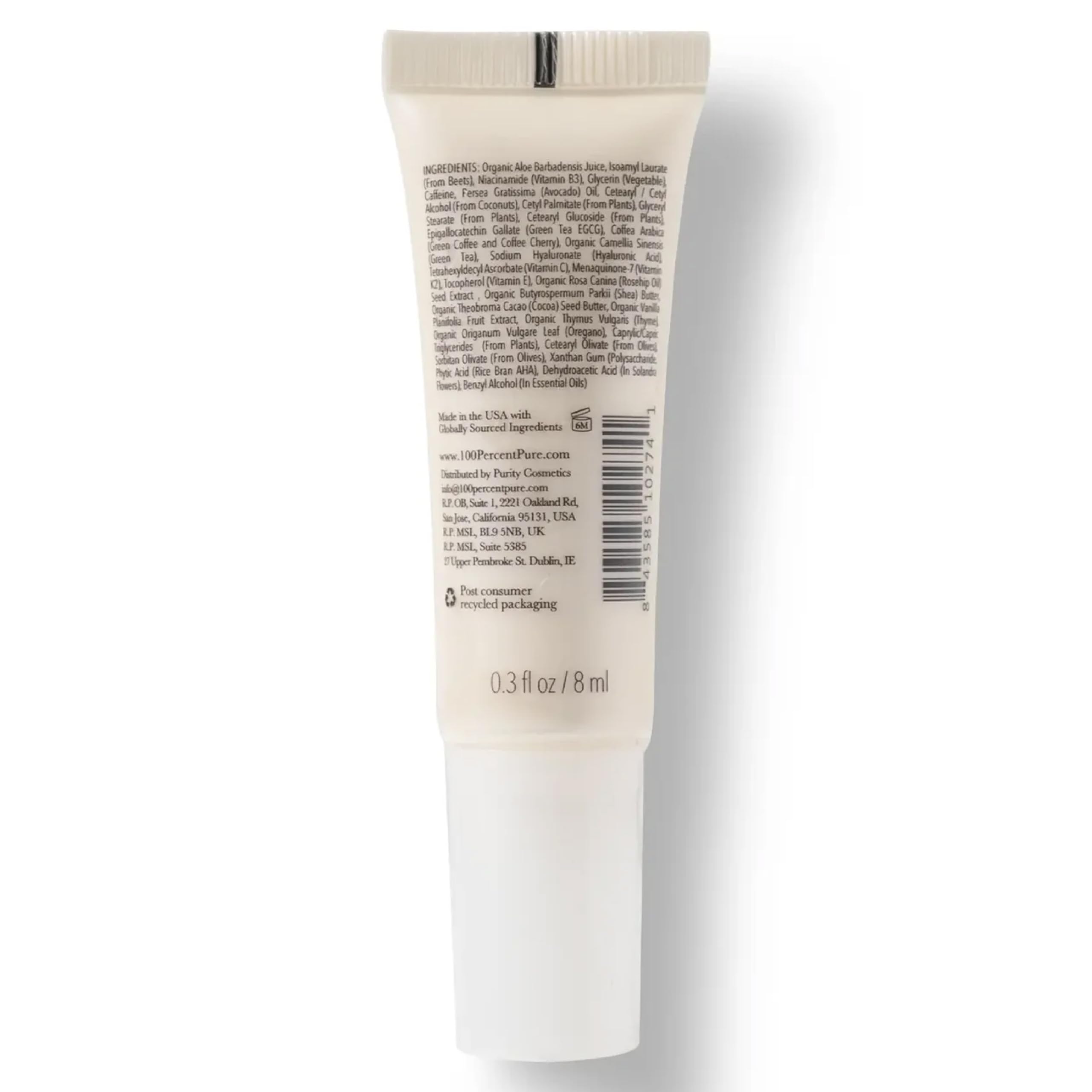 100% PURE Coffee Bean Caffeine Eye Cream, 1 oz | with Vitamin E, Green Tea, Rose; for Dry skin; Dark Circles; Vegan