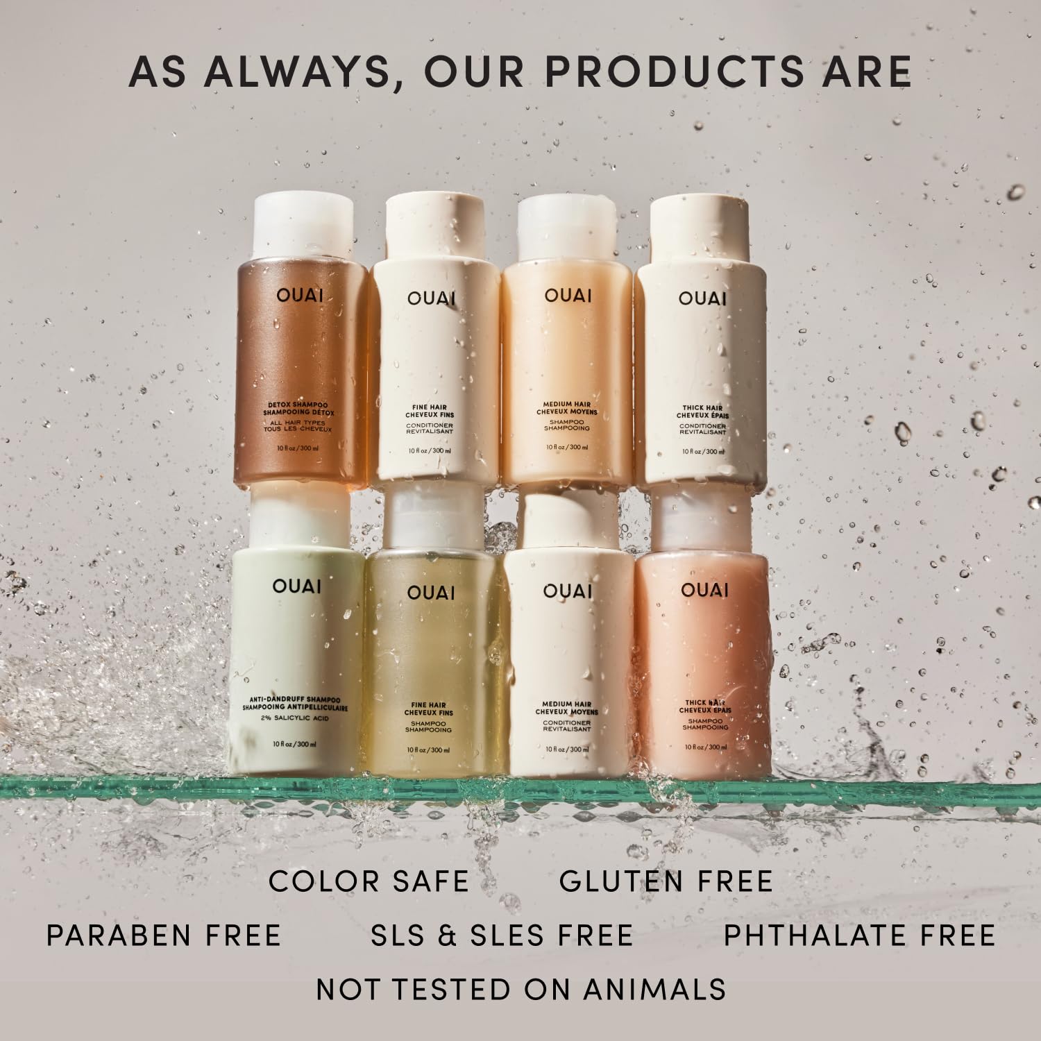 OUAI Fine Shampoo and Conditioner Set - Sulfate Free Shampoo and Conditioner for Women & Men - Made with Keratin, Marshmallow Root, Shea Butter & Avocado Oil - Free of Parabens & Phthalates (10 Fl Oz)