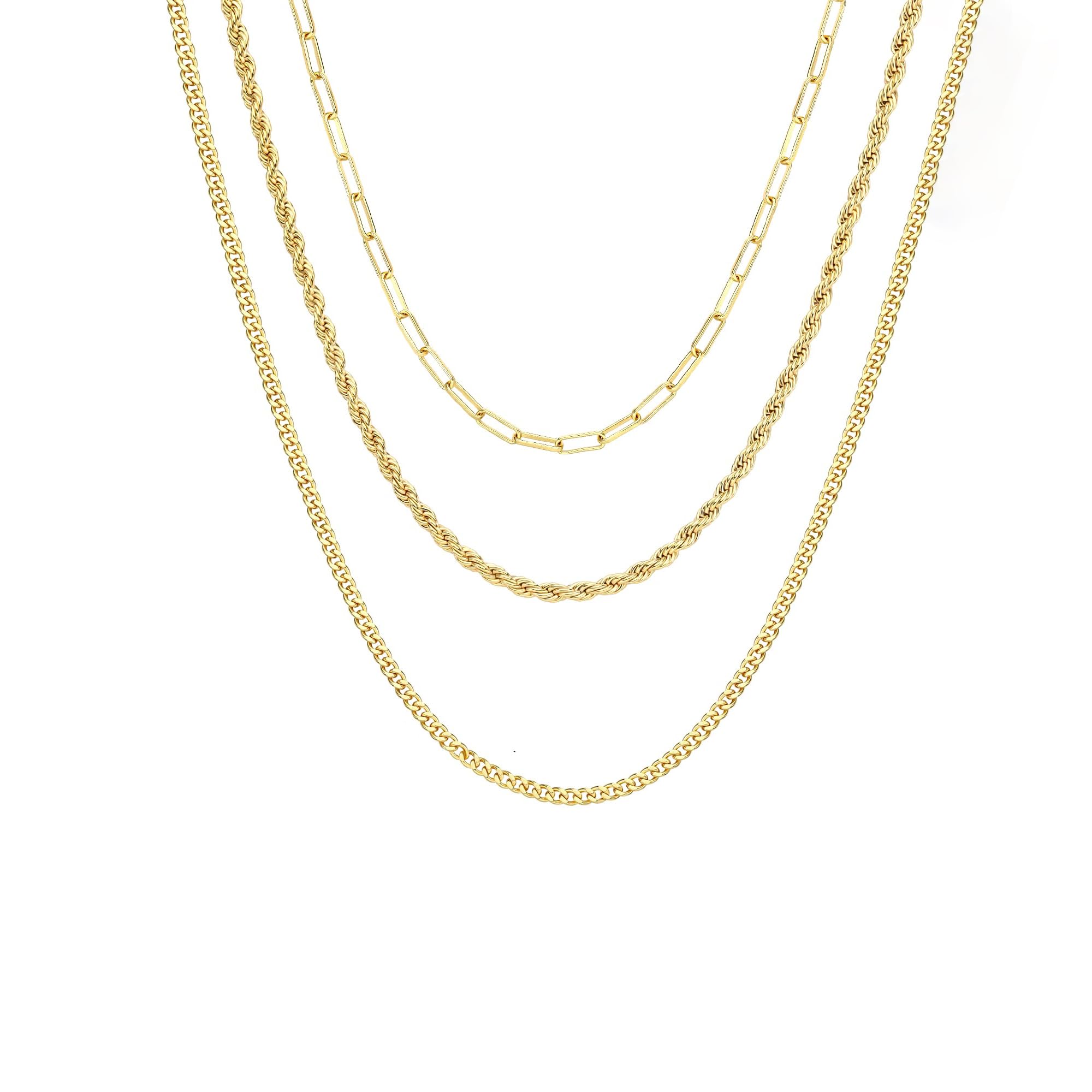 CHESKY 14K Gold Plated Layered Chain Necklace for Women | Trendy Cuban Link Chain, Chunky Paperclip Chain, Toggle Clasp Necklace, Fashion Gold Jewelry, Daily Gift for Women