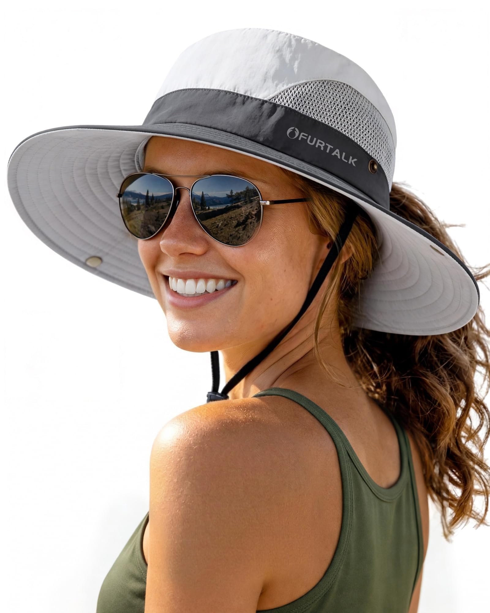 FURTALK Womens Sun Hat with Ponytail Hole Beach Hiking Summer Wide Brim UPF 50+ Outdoor Protection Foldable Bucket Hat