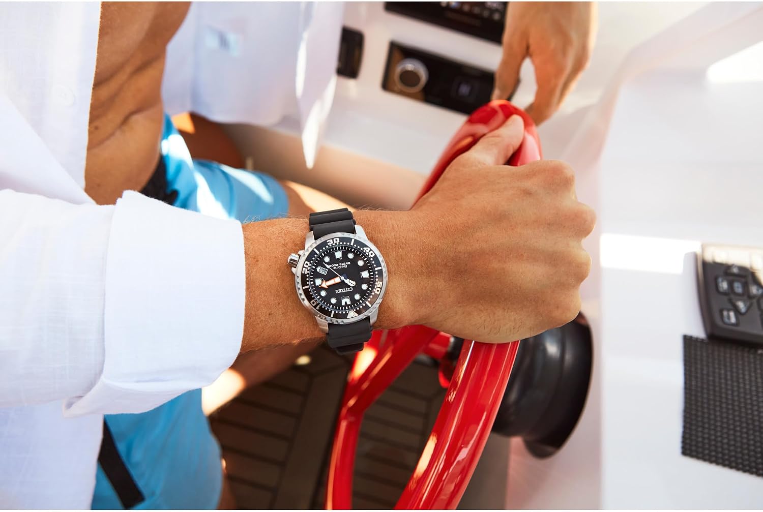 CITIZEN Promaster Dive Eco-Drive Watch, 3-Hand Date, ISO Certified, Luminous Hands and Markers, Rotating Bezel