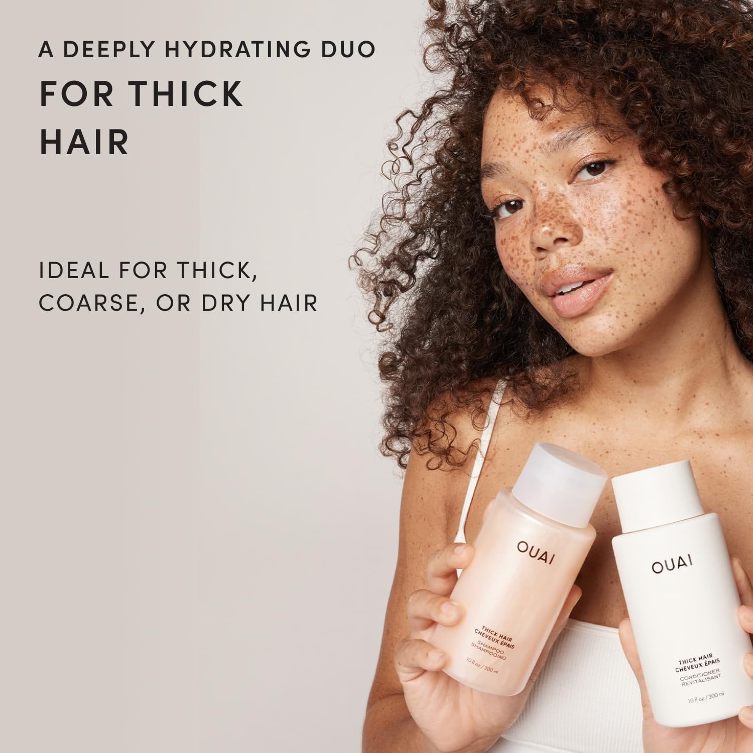 OUAI Fine Shampoo and Conditioner Set - Sulfate Free Shampoo and Conditioner for Women & Men - Made with Keratin, Marshmallow Root, Shea Butter & Avocado Oil - Free of Parabens & Phthalates (10 Fl Oz)