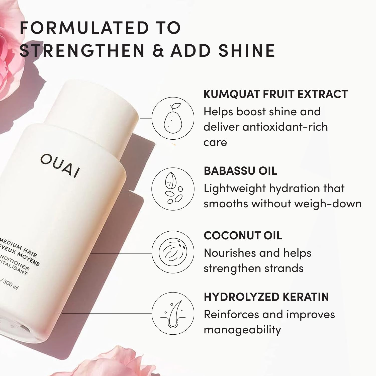 OUAI Fine Shampoo and Conditioner Set - Sulfate Free Shampoo and Conditioner for Women & Men - Made with Keratin, Marshmallow Root, Shea Butter & Avocado Oil - Free of Parabens & Phthalates (10 Fl Oz)