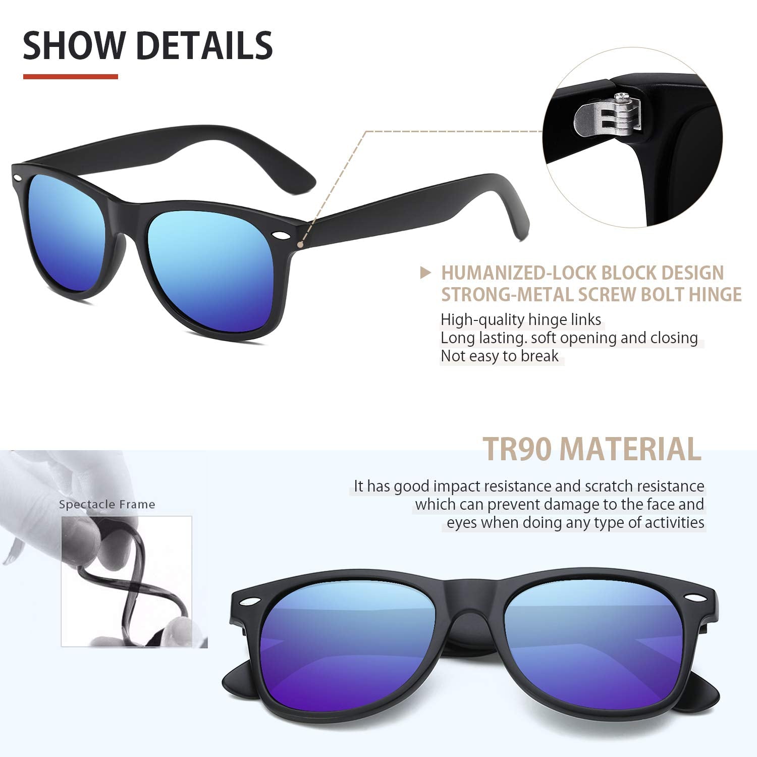FEIDUSUN Sunglasses Men Polarized Sunglasses for Mens and Womens,Black Retro Sun Glasses Driving Fishing UV Protection