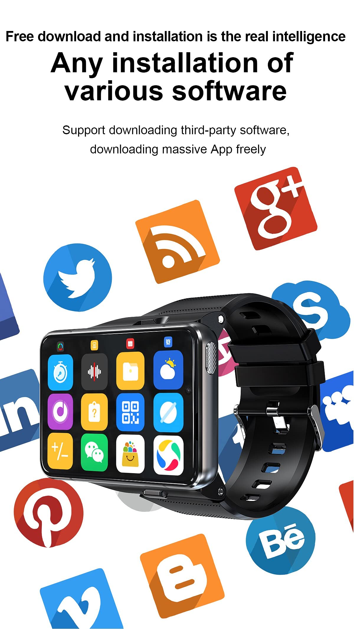 Smart Watch for Men, 4G Smartwatch 2.88 Inch Touch Screen Android 11 OS 6GB+128GB Activity Tracker with Face Unlock Dual Cameras WiFi GPS Detachable Band (Black, 6GB+128G)