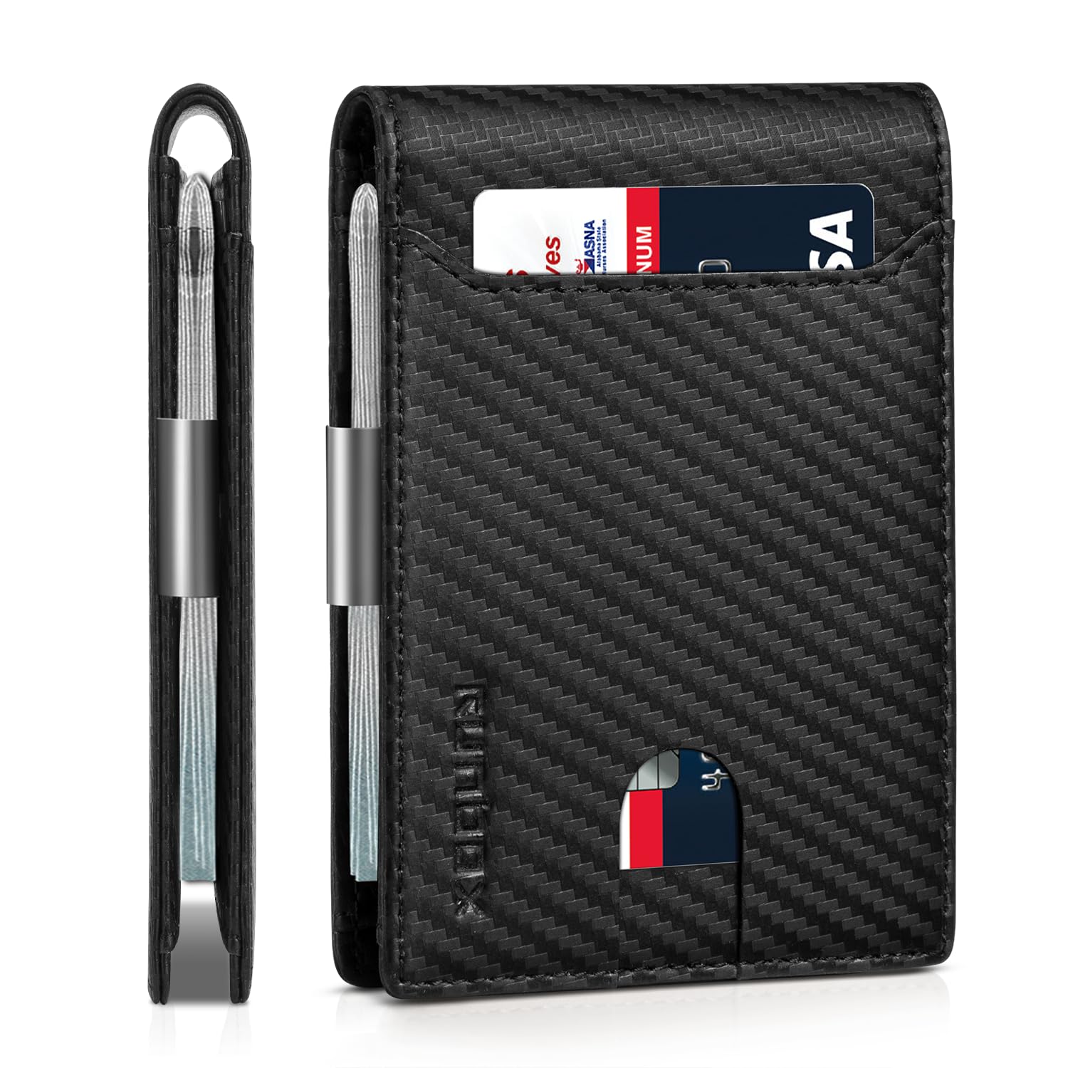 RUNBOX Slim Wallet for Men - RFID Blocking Leather Bifold with Money Clip | Minimalist Front Pocket Wallet Holds 11 Cards,Slim Thin Design,RFID Blocking Protection, Practical Birthday Gifts for Men