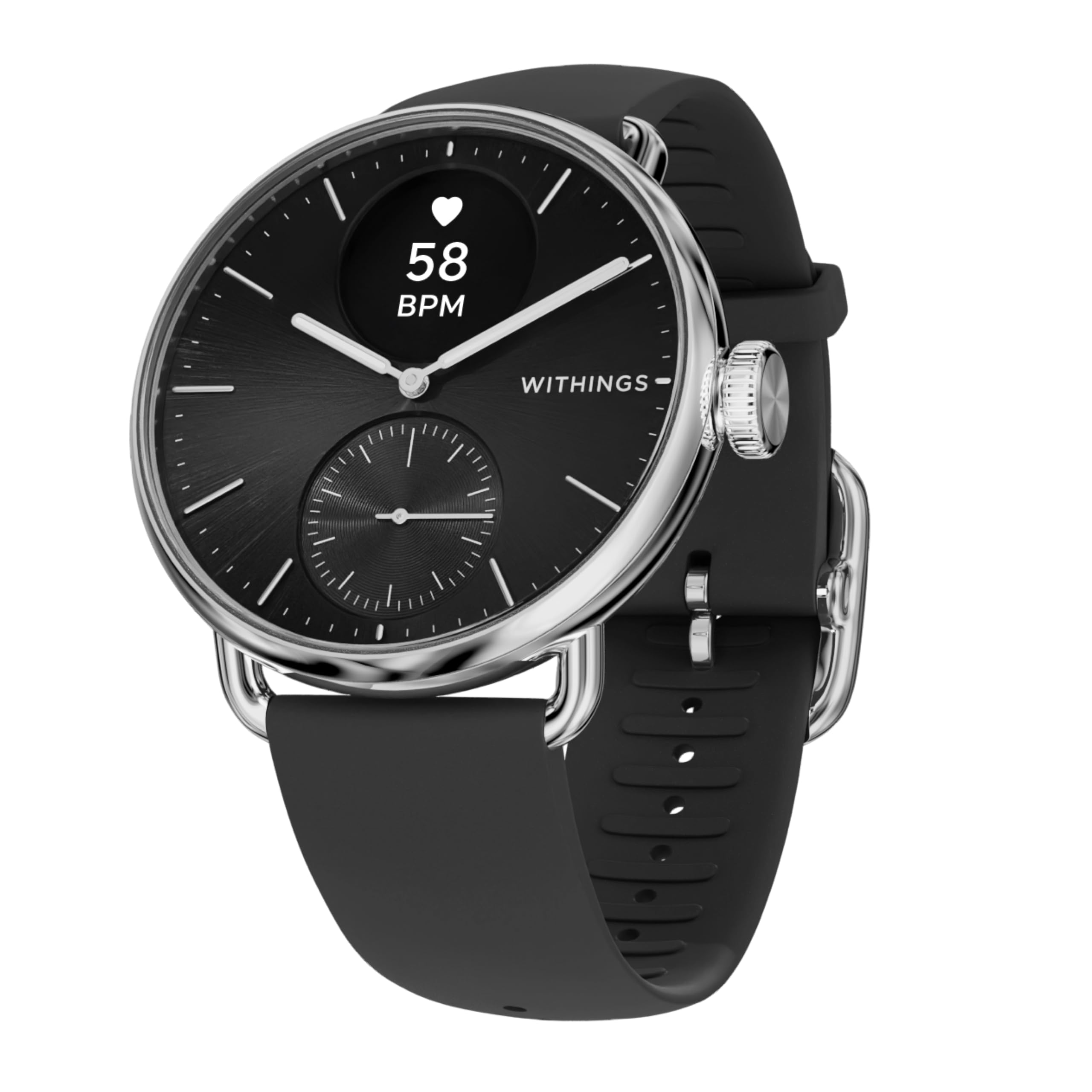 WITHINGS ScanWatch 2 - Hybrid Smart Watch, Heart Rate Monitoring, Fitness Tracker, Cycle Tracker, Sleep Monitoring, GPS Tracker, 30-Day Battery Life, Android & Apple Compatible, HSA/FSA