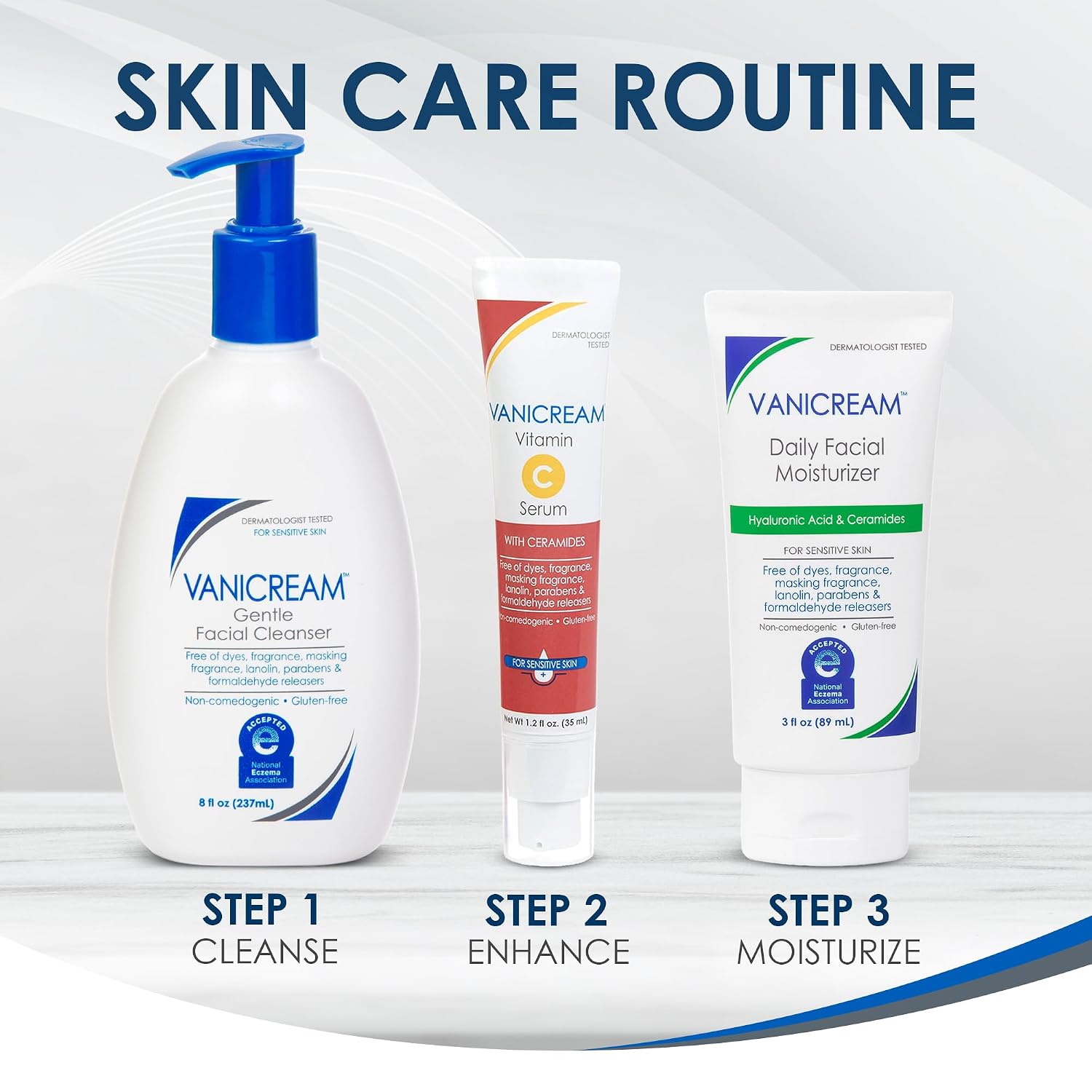 Vanicream Daily Facial Moisturizer, Face Cream with 5 Key Cermides & Hyaluronic Acid, 3 Fl Oz, Formulated Without Common Irritants for Sensitive Skin, Lightweight, Non-Greasy Hydration