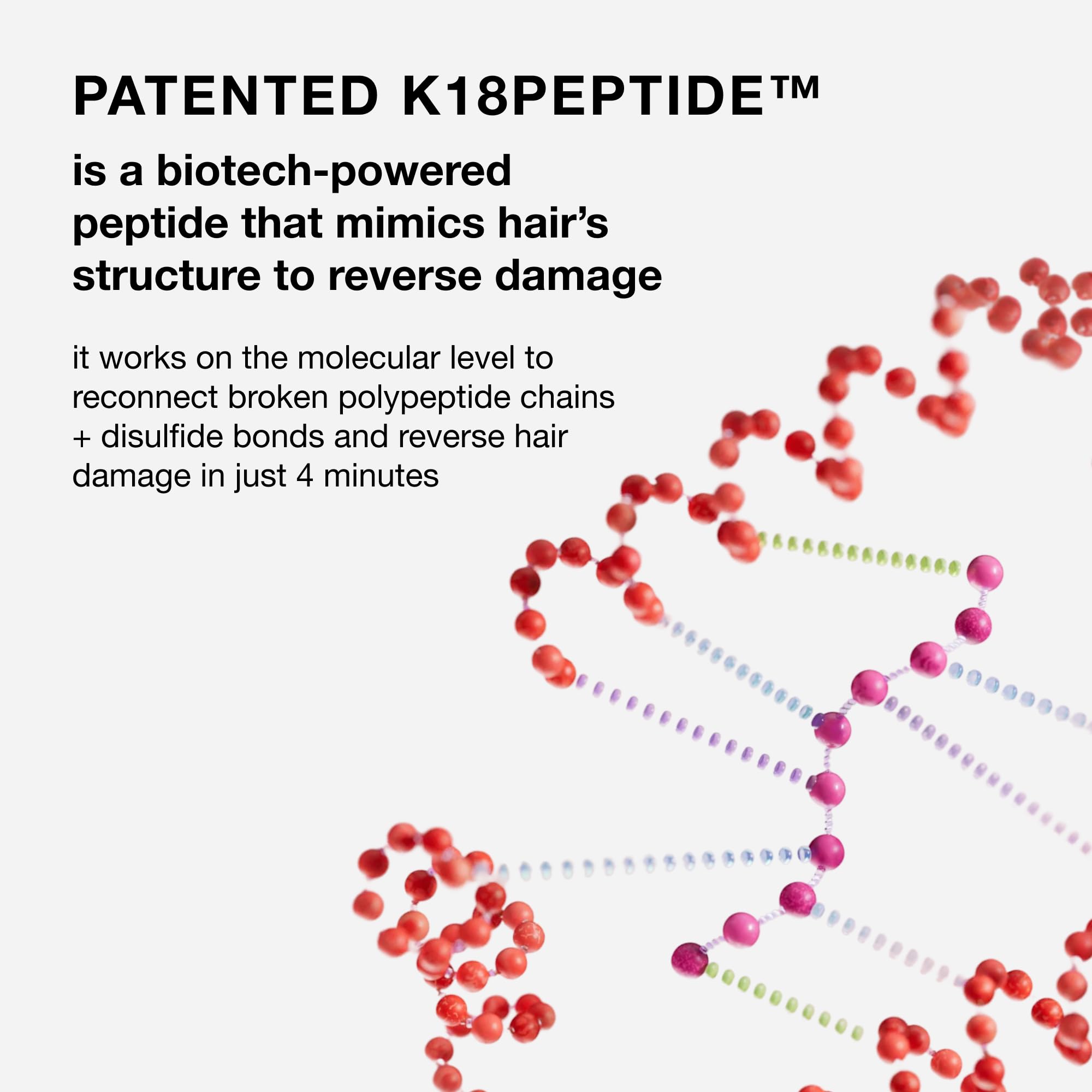 K18 Leave-In Molecular Repair Hair Mask, Patented, Lasting Repair For Dry, Frizzy, Damaged Hair, Reverse Damage In 4 Minutes From Bleach, Color, Chemical Services + Heat