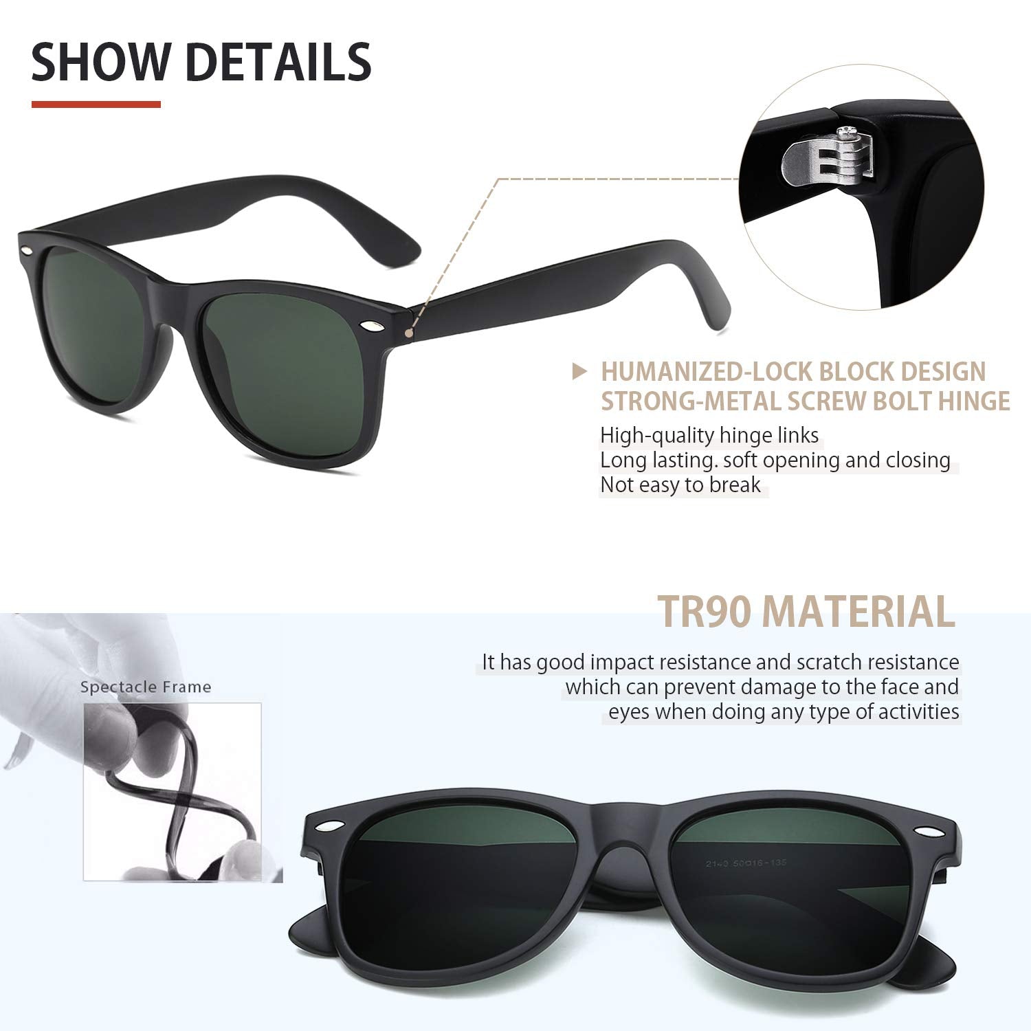 FEIDUSUN Sunglasses Men Polarized Sunglasses for Mens and Womens,Black Retro Sun Glasses Driving Fishing UV Protection