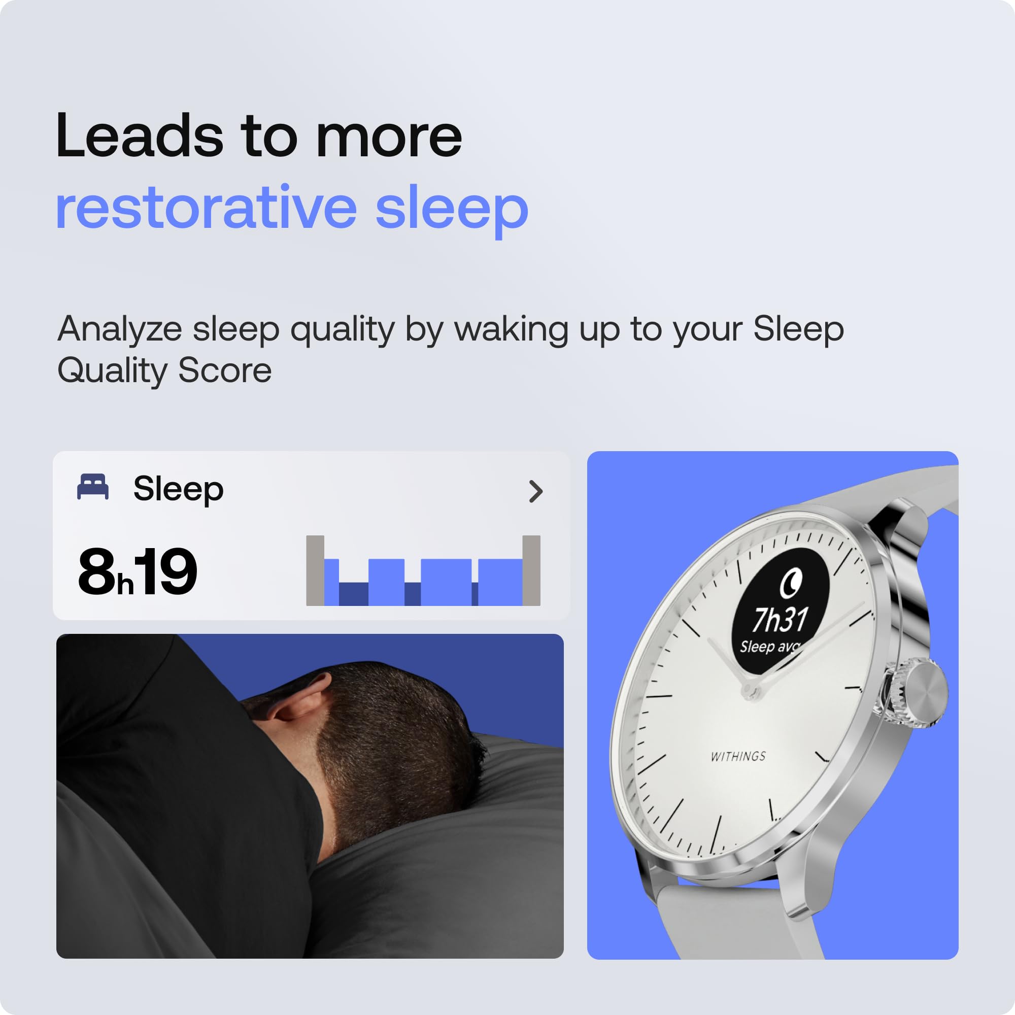 Withings ScanWatch Light - Hybrid Smart Watch, Heart Rate Monitoring, Fitness Tracker, Cycle Tracker, Sleep Monitoring