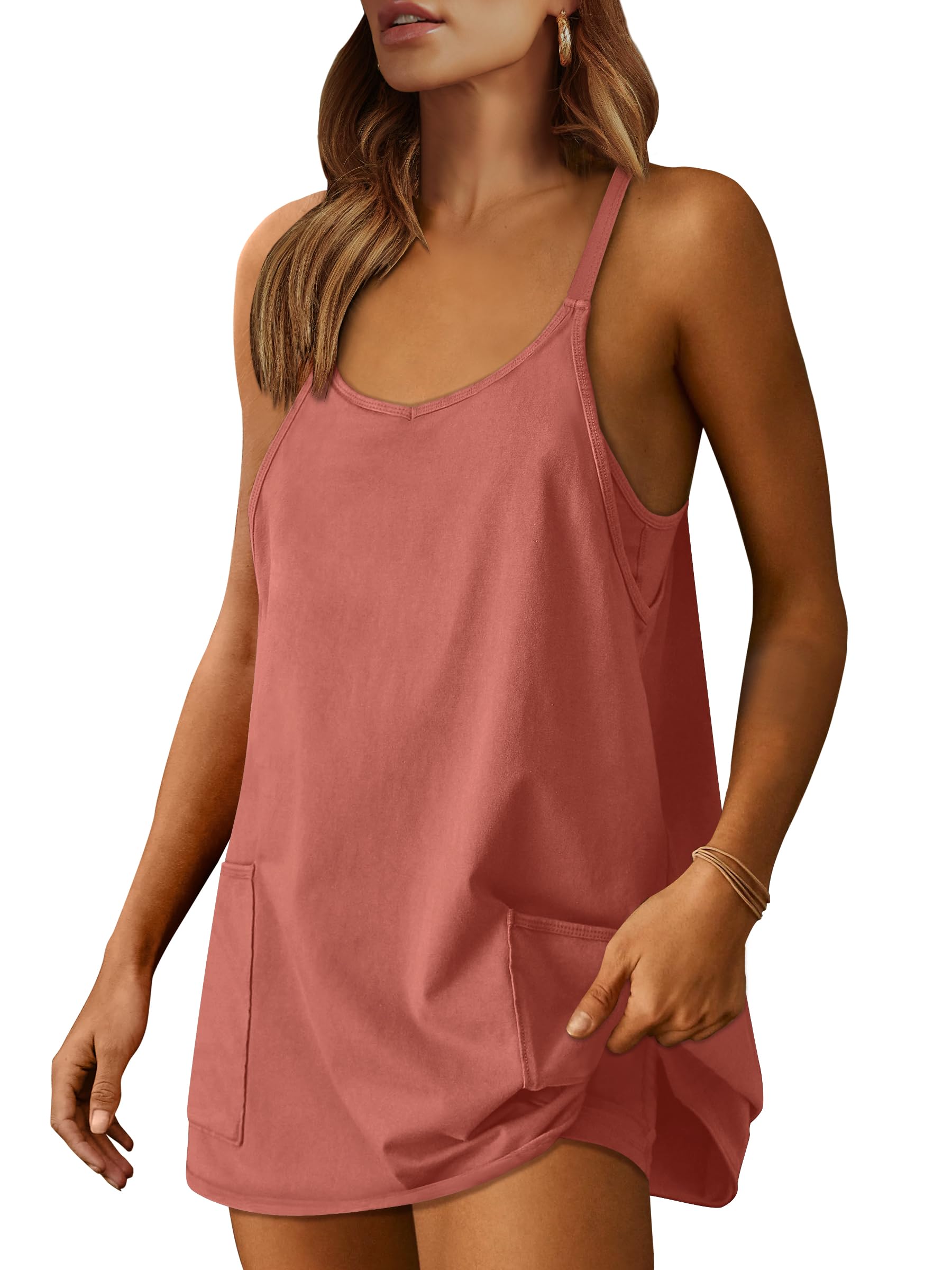 ANRABESS Women Athletic Dress Summer Tennis Workout Active Sports Mini Romper Dress Built in Shorts Travel Vacation Clothes