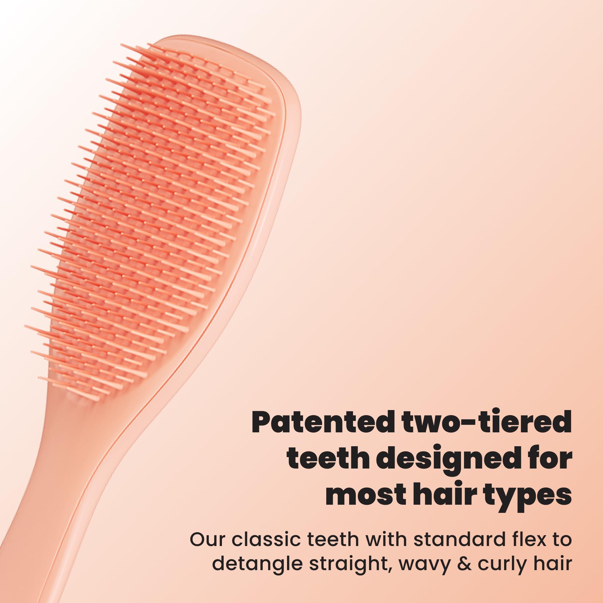 Tangle Teezer Ultimate Detangler Brush, Straight to Wavy, Apricot Blaze | Patented two-tier, regular-flex teeth reduce breakage & split ends on wet or dry hair; Shower-friendly hairbrush for all ages