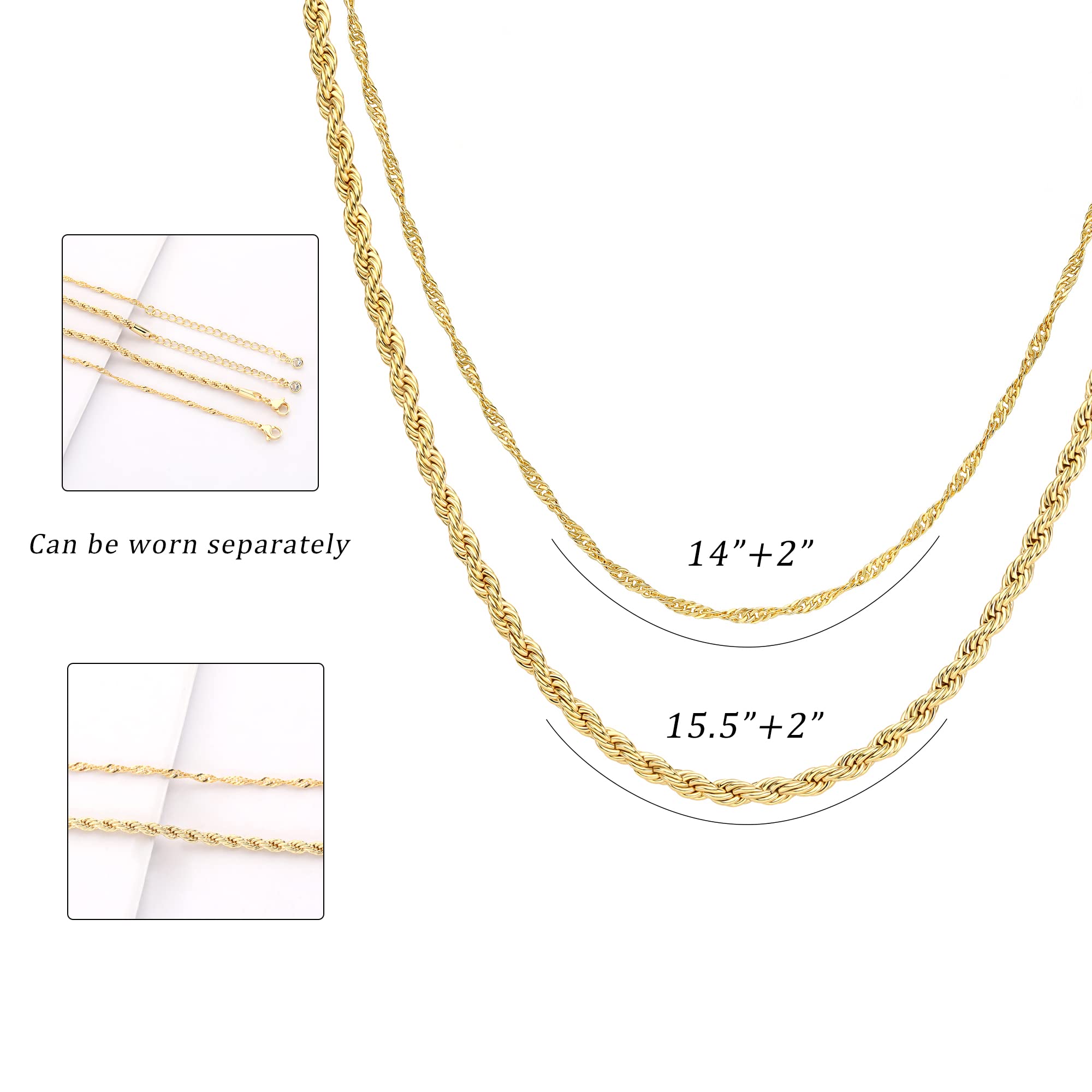 CHESKY 14K Gold Plated Layered Chain Necklace for Women | Trendy Cuban Link Chain, Chunky Paperclip Chain, Toggle Clasp Necklace, Fashion Gold Jewelry, Daily Gift for Women