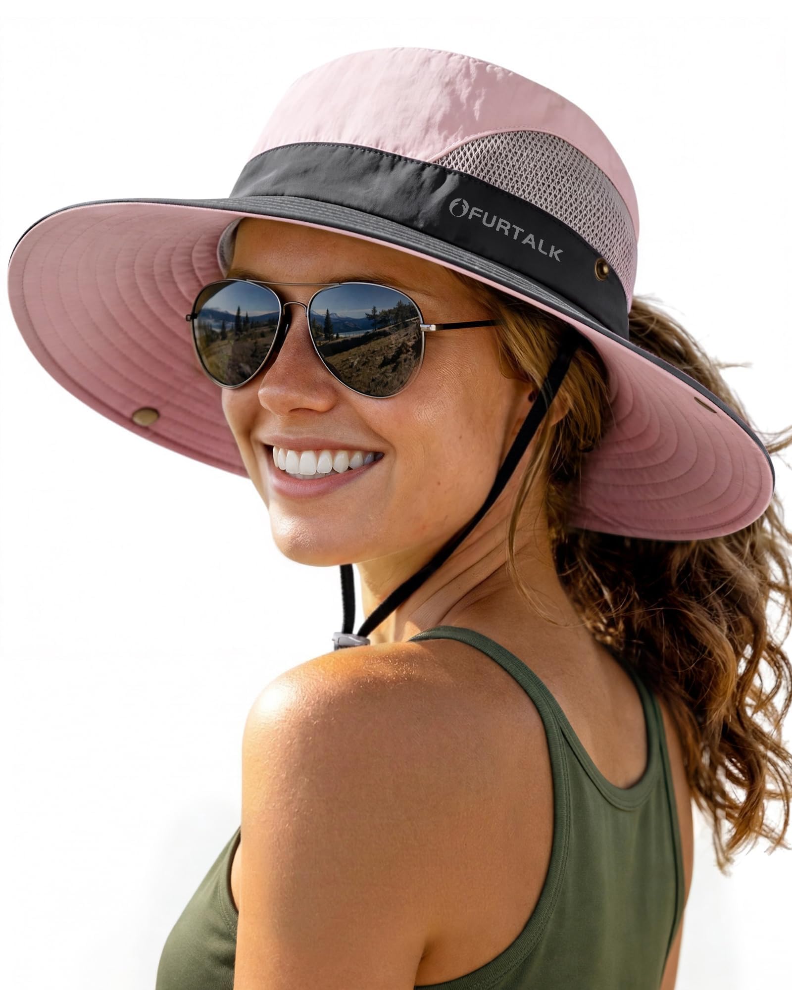 FURTALK Womens Sun Hat with Ponytail Hole Beach Hiking Summer Wide Brim UPF 50+ Outdoor Protection Foldable Bucket Hat