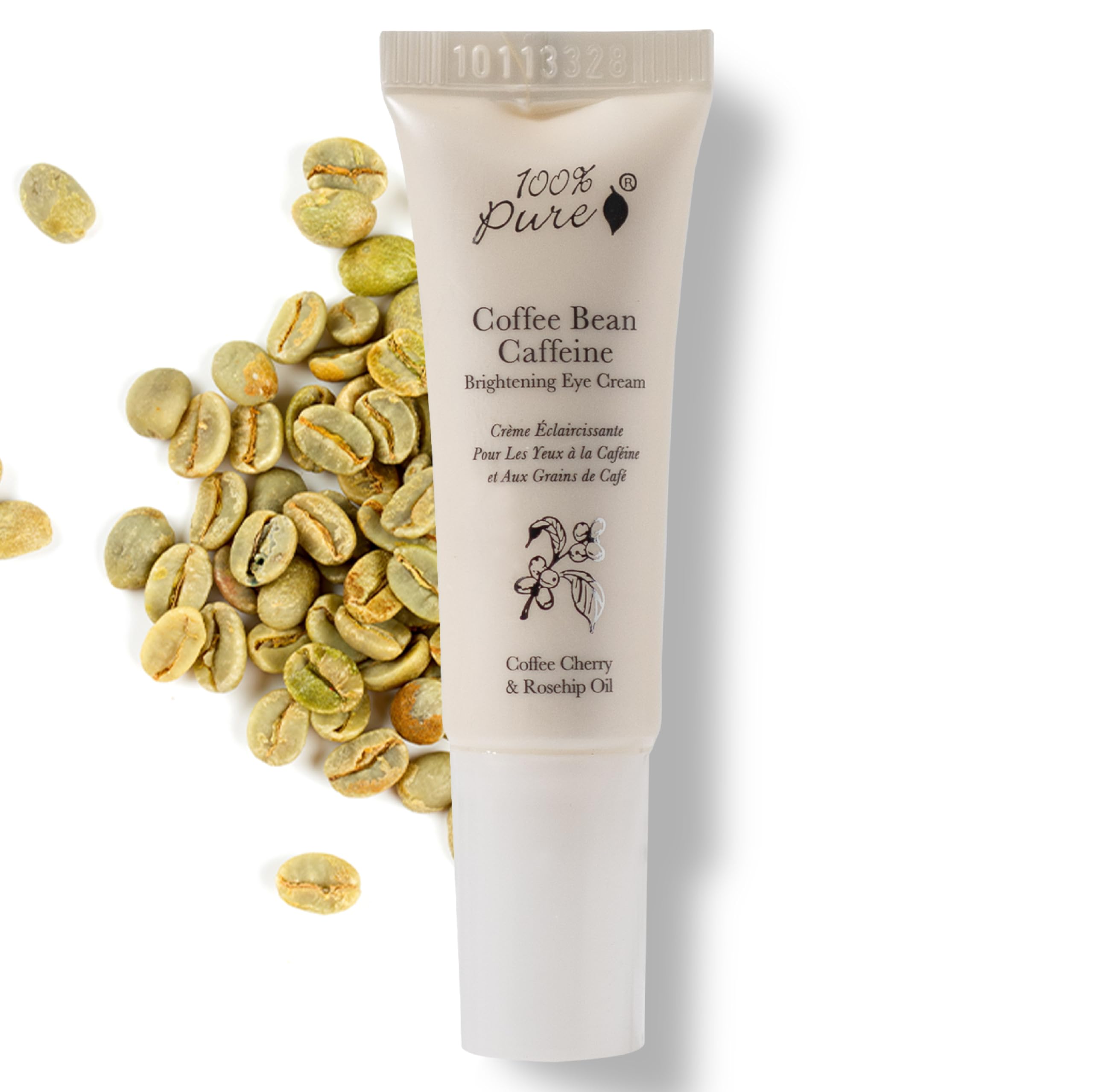 100% PURE Coffee Bean Caffeine Eye Cream, 1 oz | with Vitamin E, Green Tea, Rose; for Dry skin; Dark Circles; Vegan