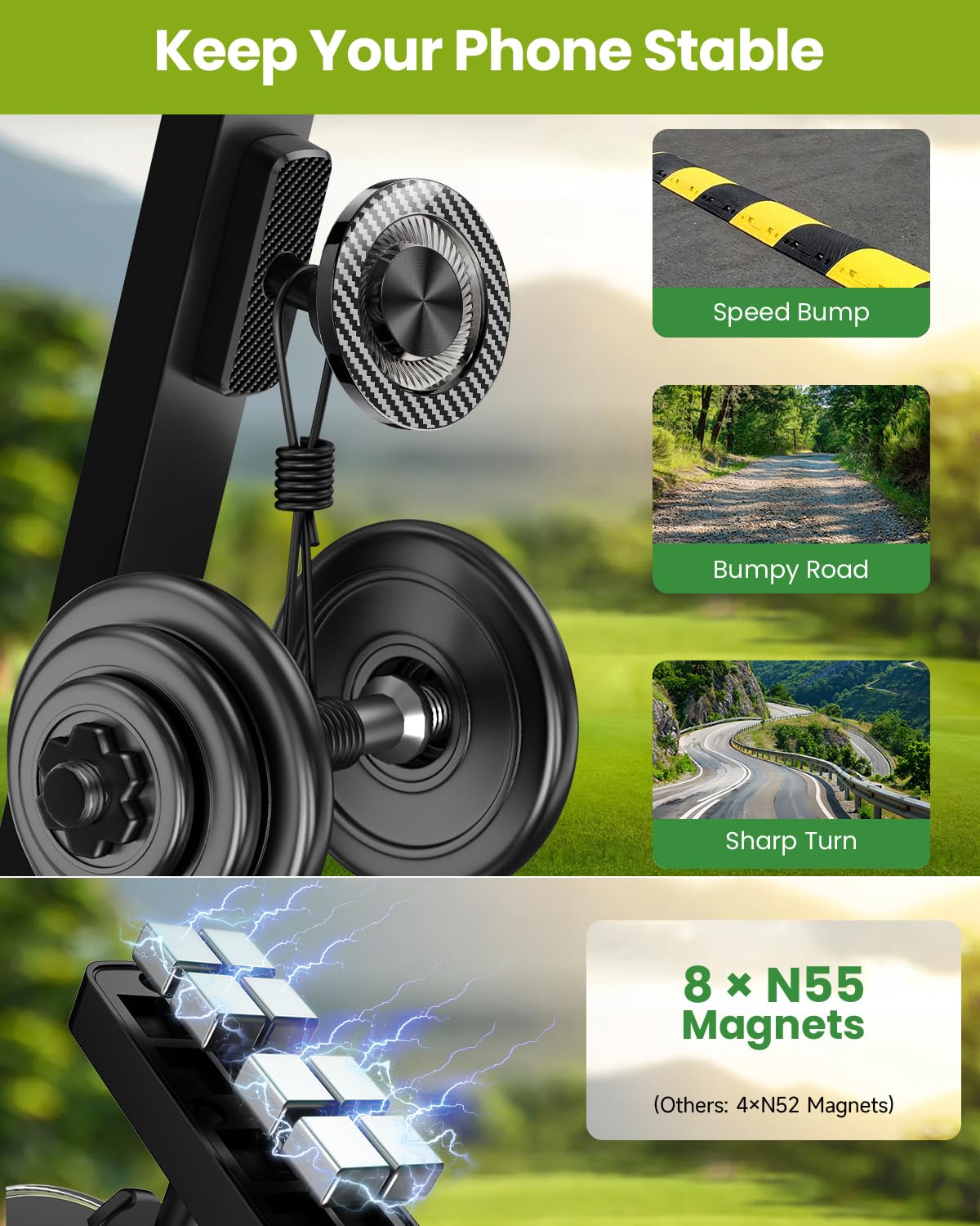 Magnetic Golf Cart Phone Holder, Golf Accessories for Men Golf Gifts Daddy | Premium Golf Cart Accessories For Men Dad Husband, Unique Magnet Phone Mount Holder, Golf Gift For Men, Car Accessory Father